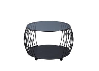 Couchtisch, Glasplatte schwarz, Ø 60 cm - Mirella