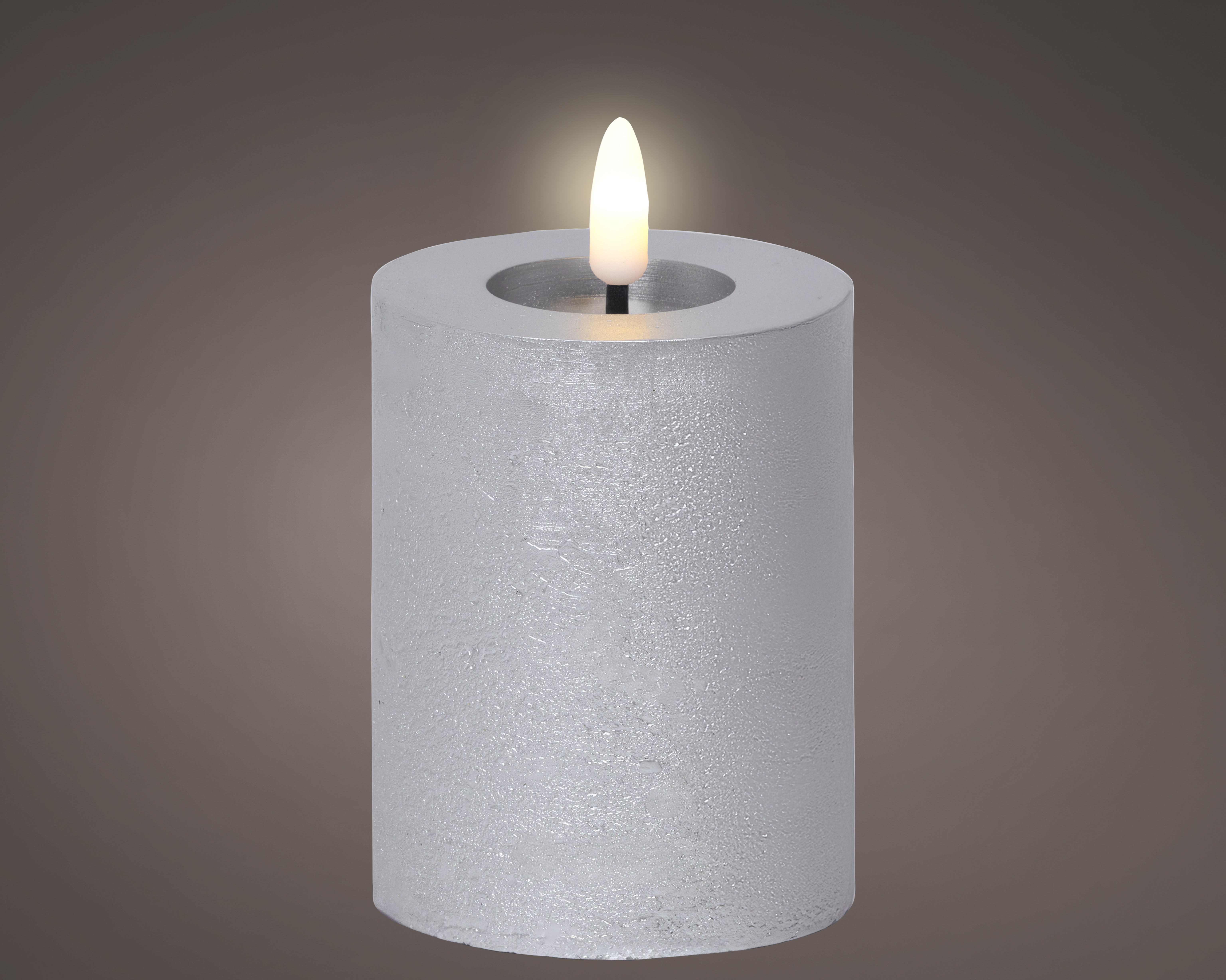 LED Kerze Wachs - silber/warmes weiss, Wachs, Ø7-H11.30cm-1L