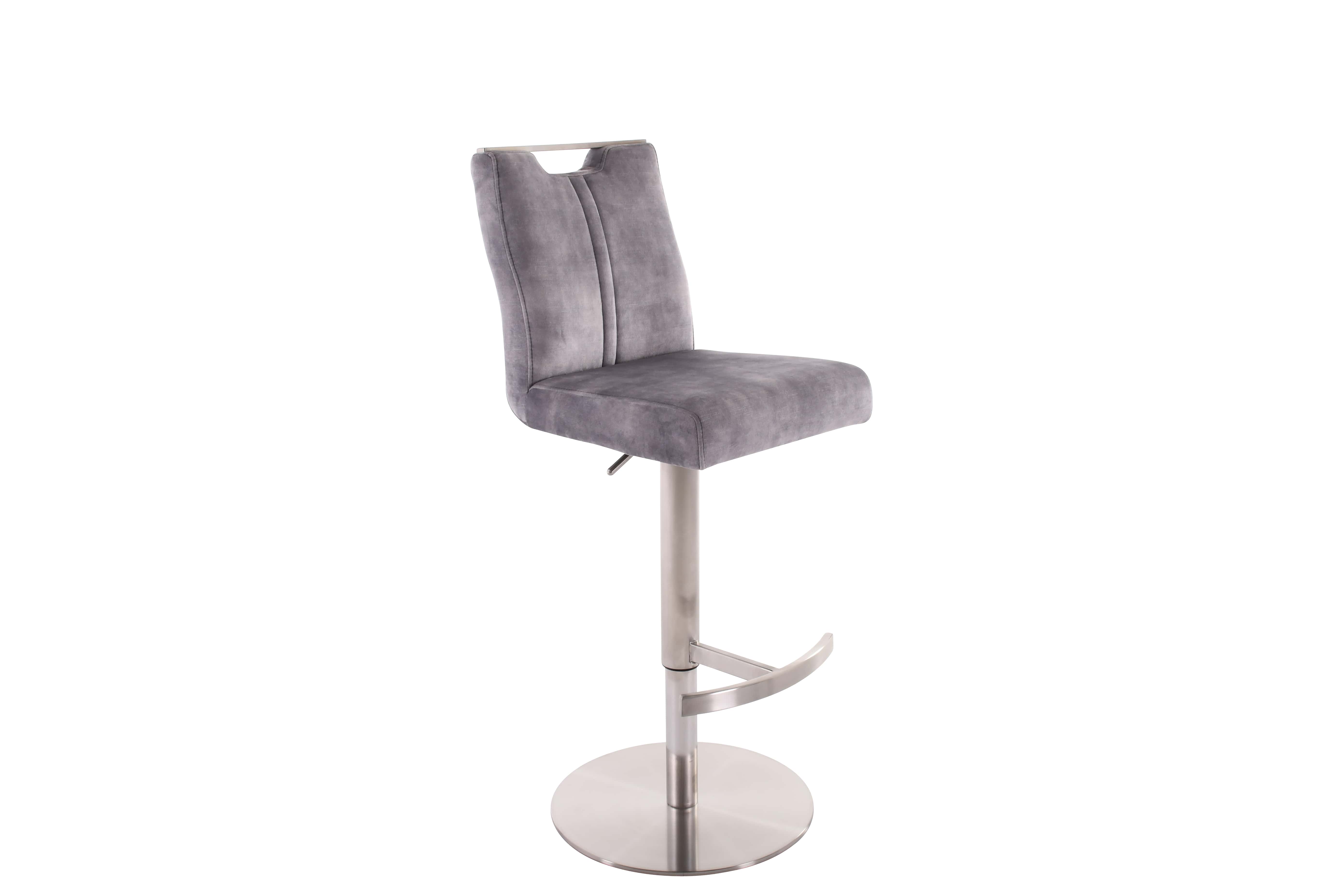 Barhocker, Stoff Samt grau - MANCHU