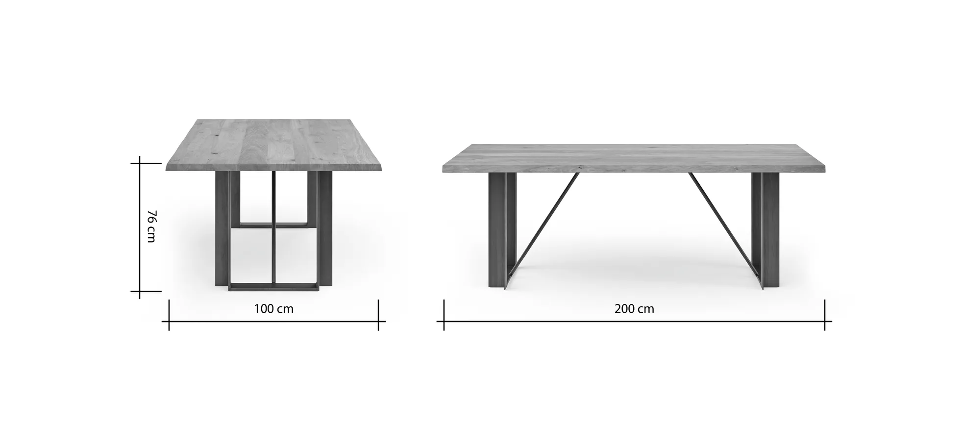 Esstisch Bakersfield - LB ca. 200x100 cm, Asteiche massiv, geölt