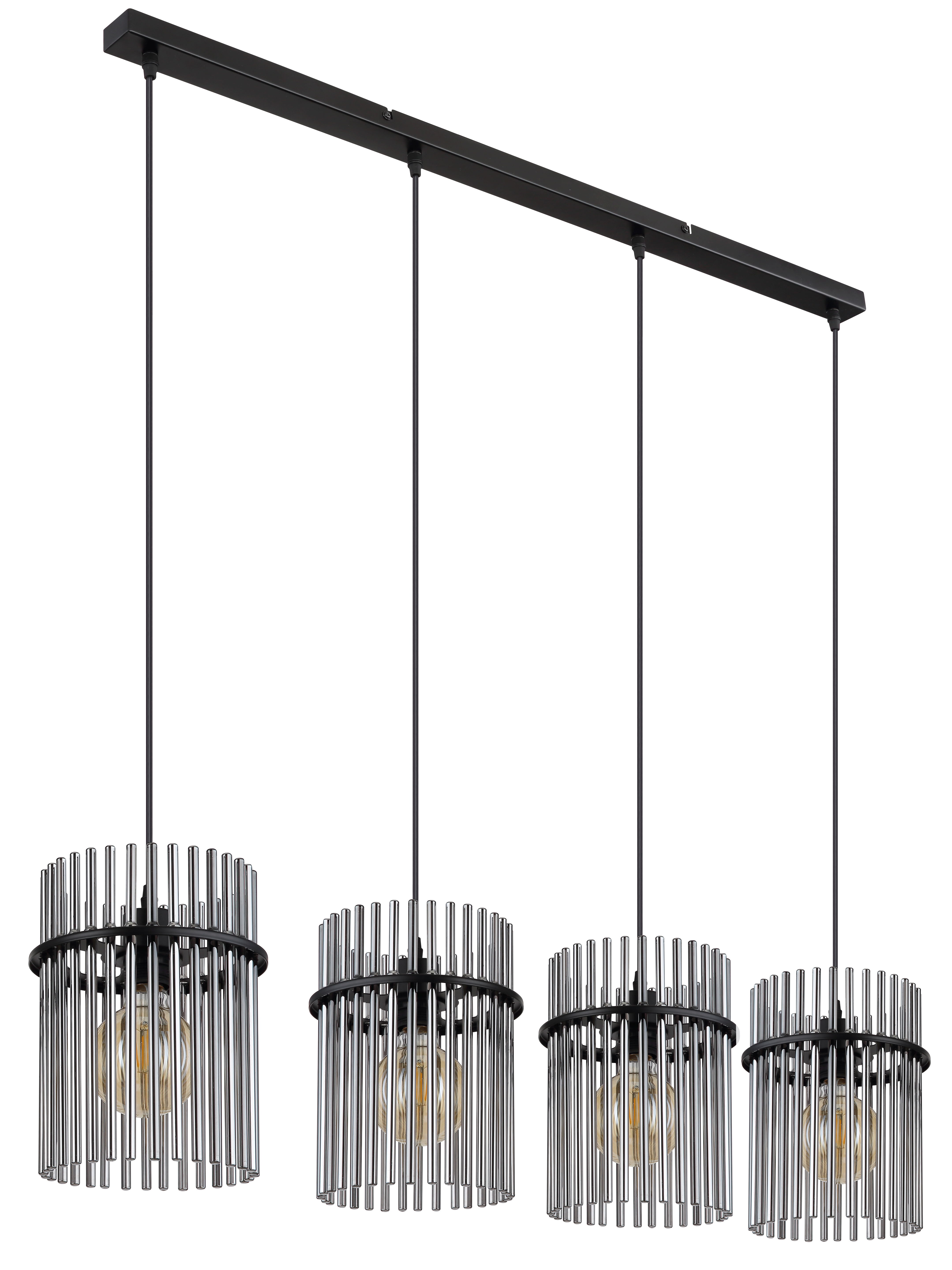Pendelleuchte GORLEY - 4xE27, Metall schwarz matt, 110x20x40cm