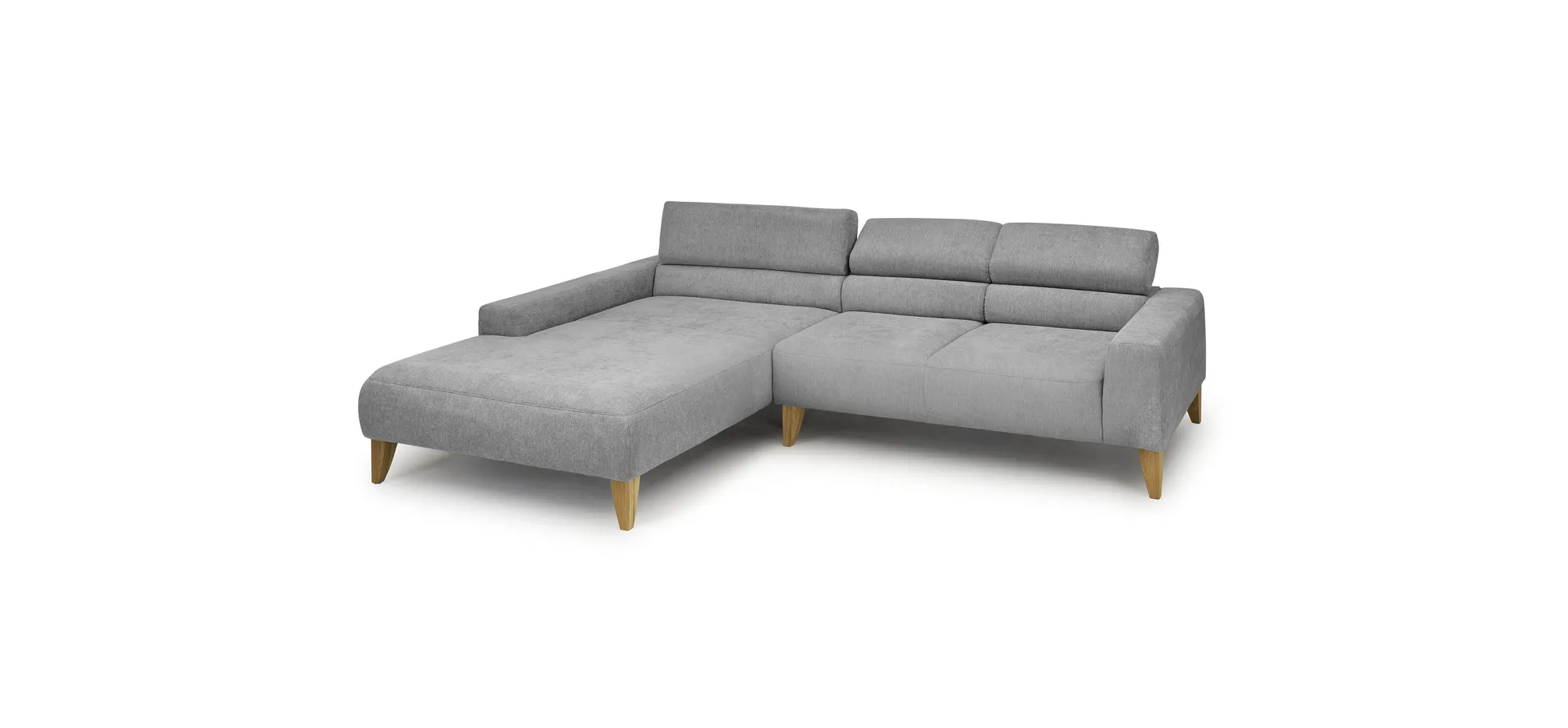  Ecksofa CHENOA - Longchair links und 2-Sitzer, Sitzvorzug motorisch, Stoff, Steingrau