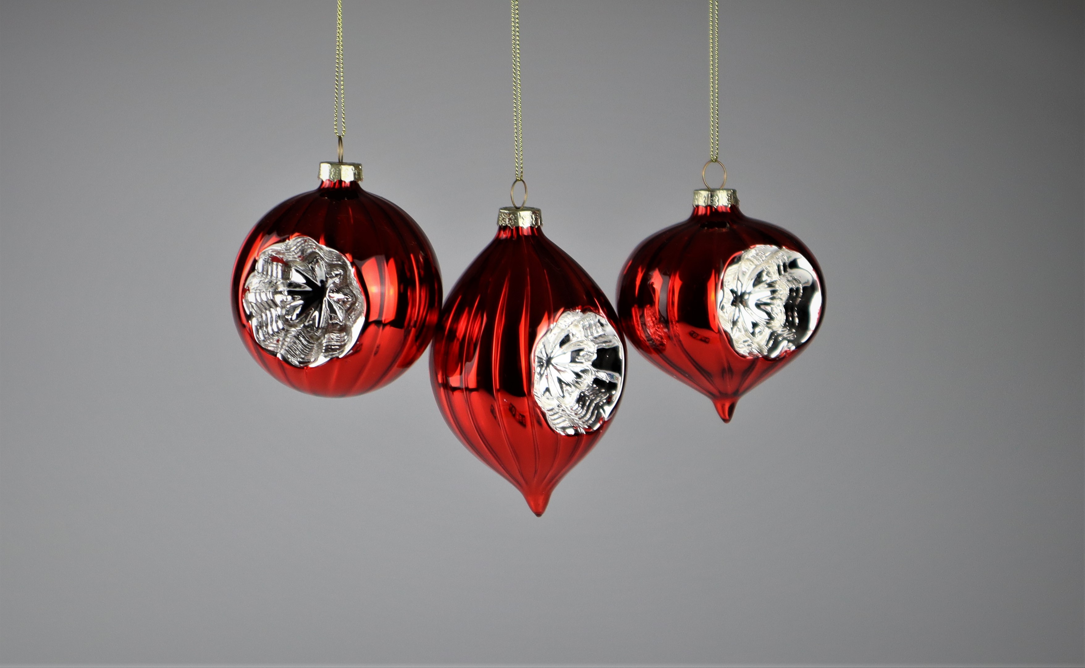 Baumschmuck rot 3set - 8cm Glas