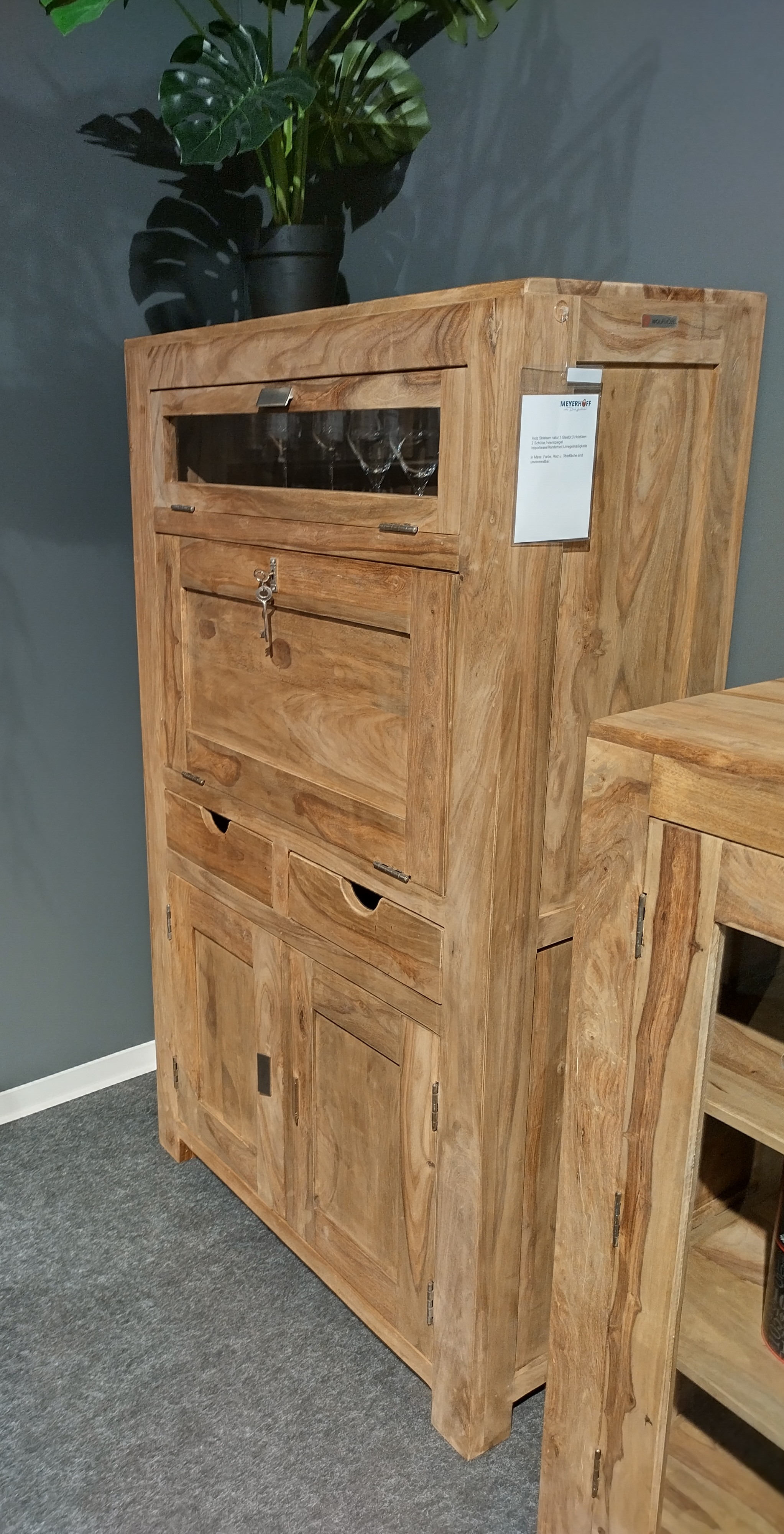 Barschrank, Holz Shisham natur - YOGA