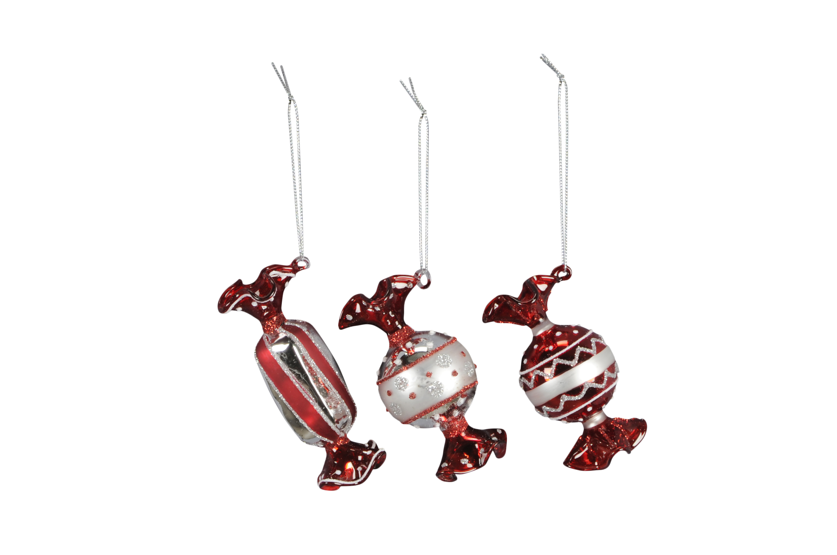 Hänger Bonbon - rot-silber, sortiert