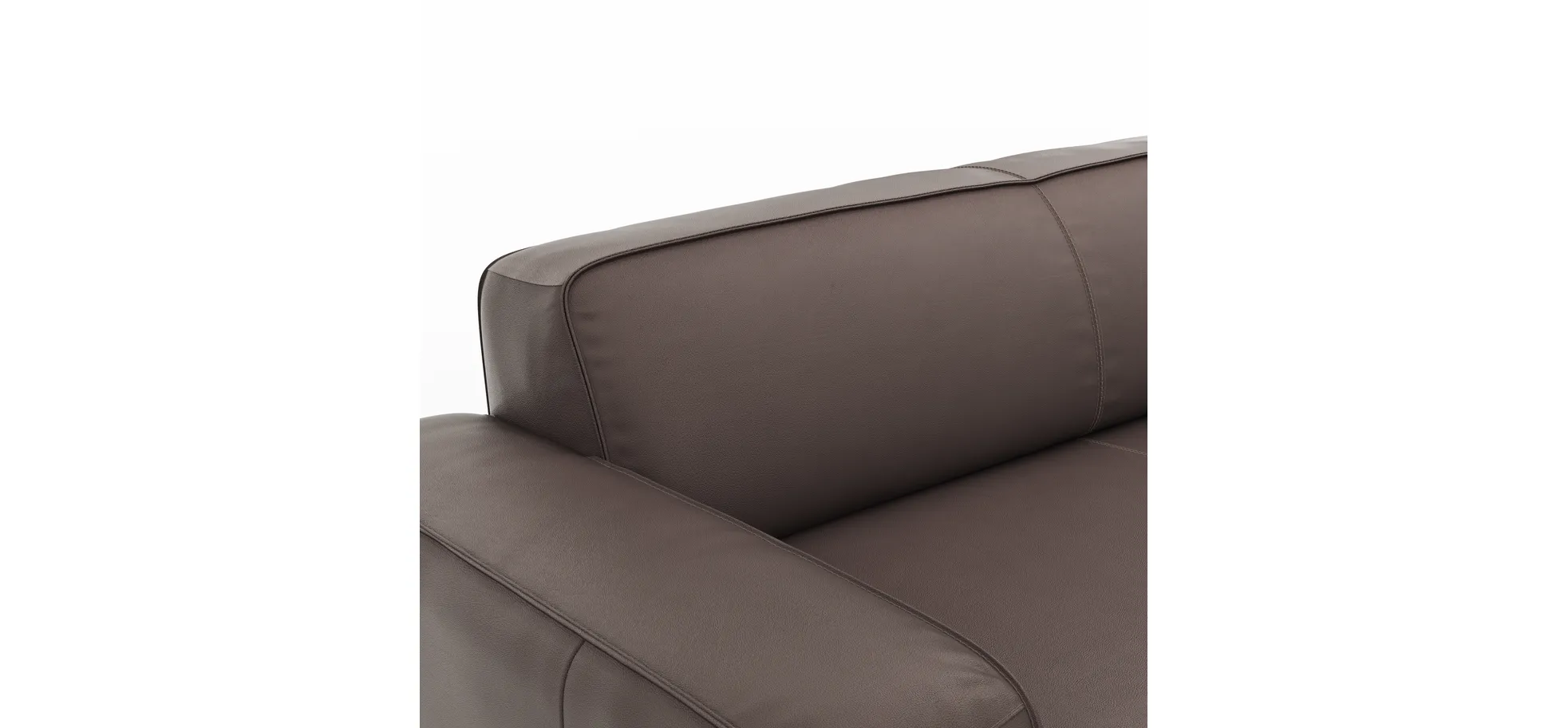 Ecksofa Denver - 2,5-Sitzer mit Longchair rechts, groß, Leder, Mocca