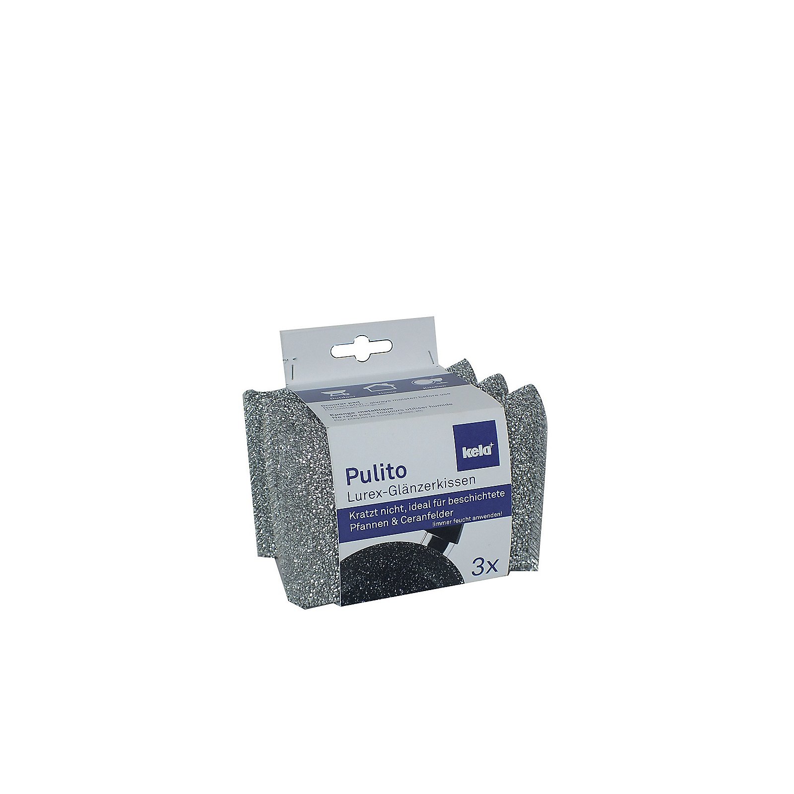 Glänzerkissen Pulito, 3-er - polyester, silber, 12,5x8x2,5cm