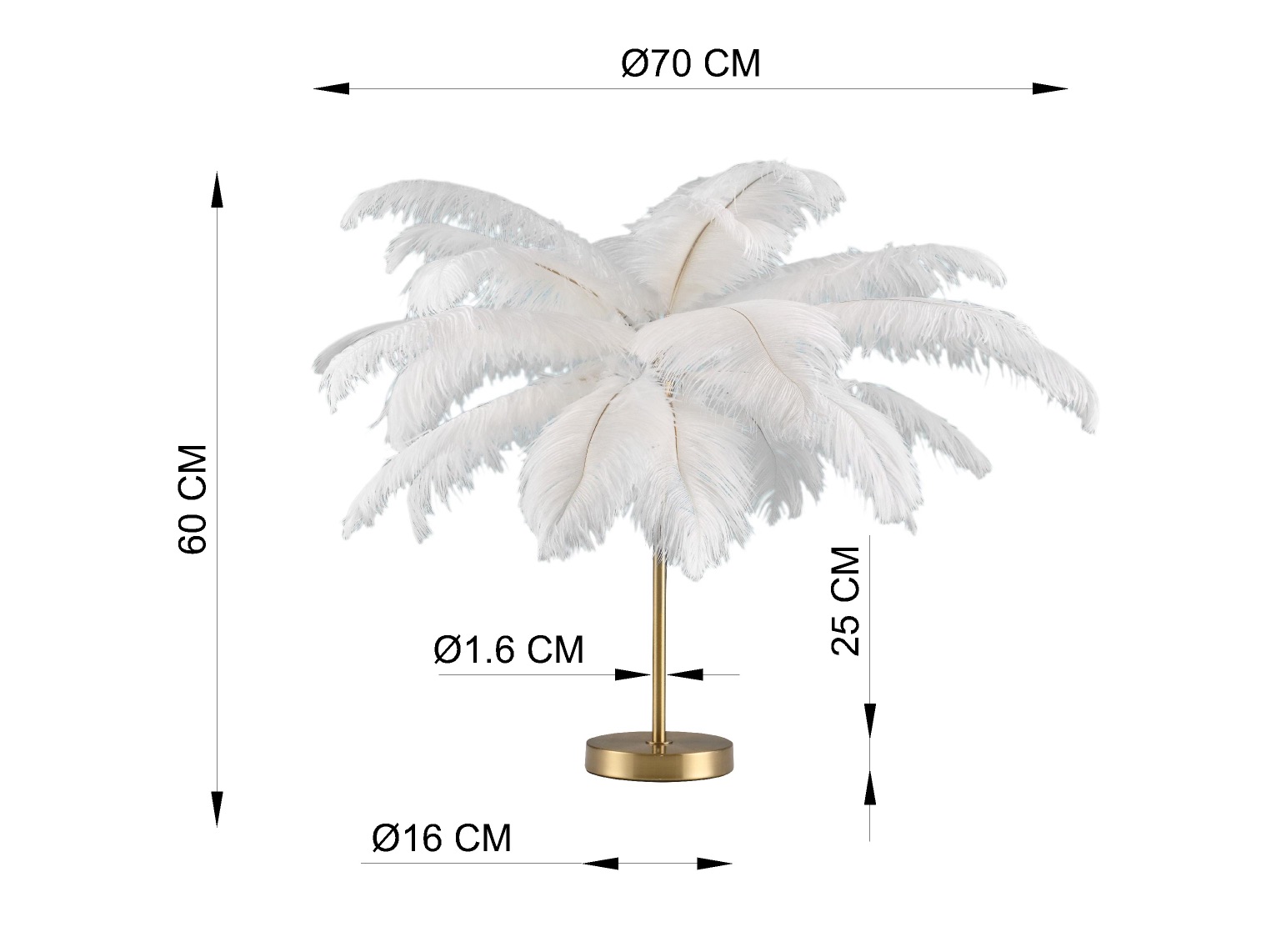 Tischleuchte Feather Palm, weiß, messing - Leuchten