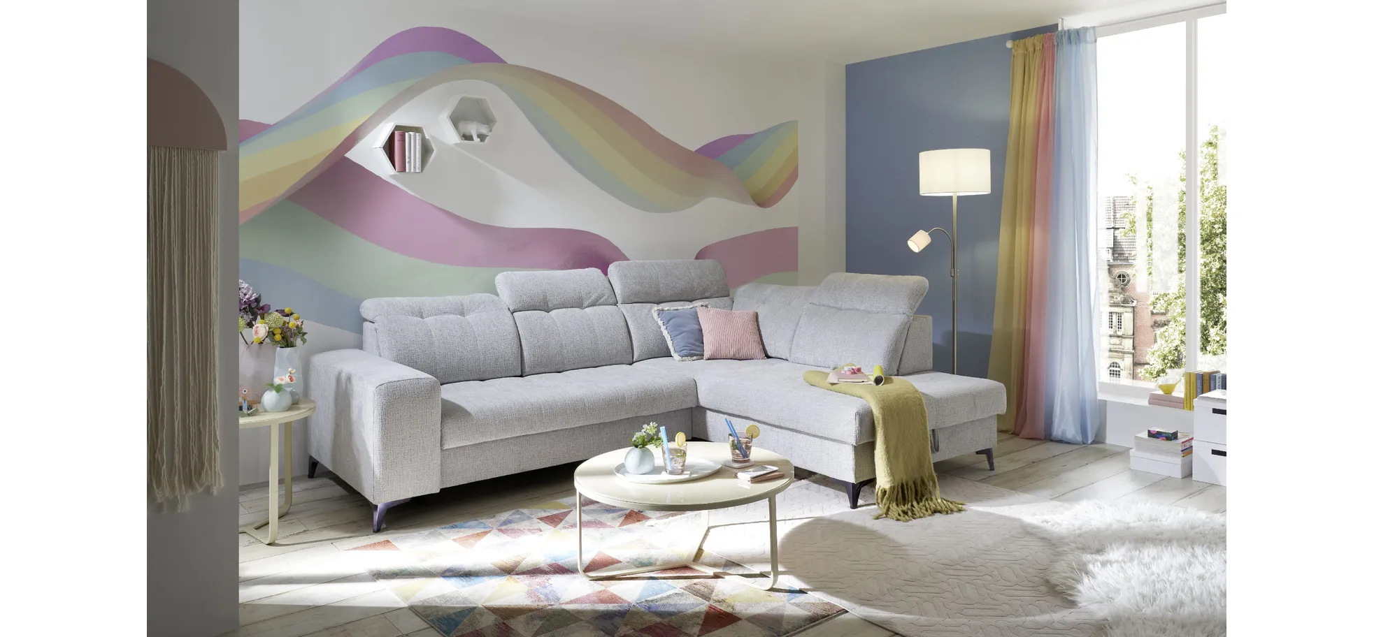 Ecksofa, light grey - Elty