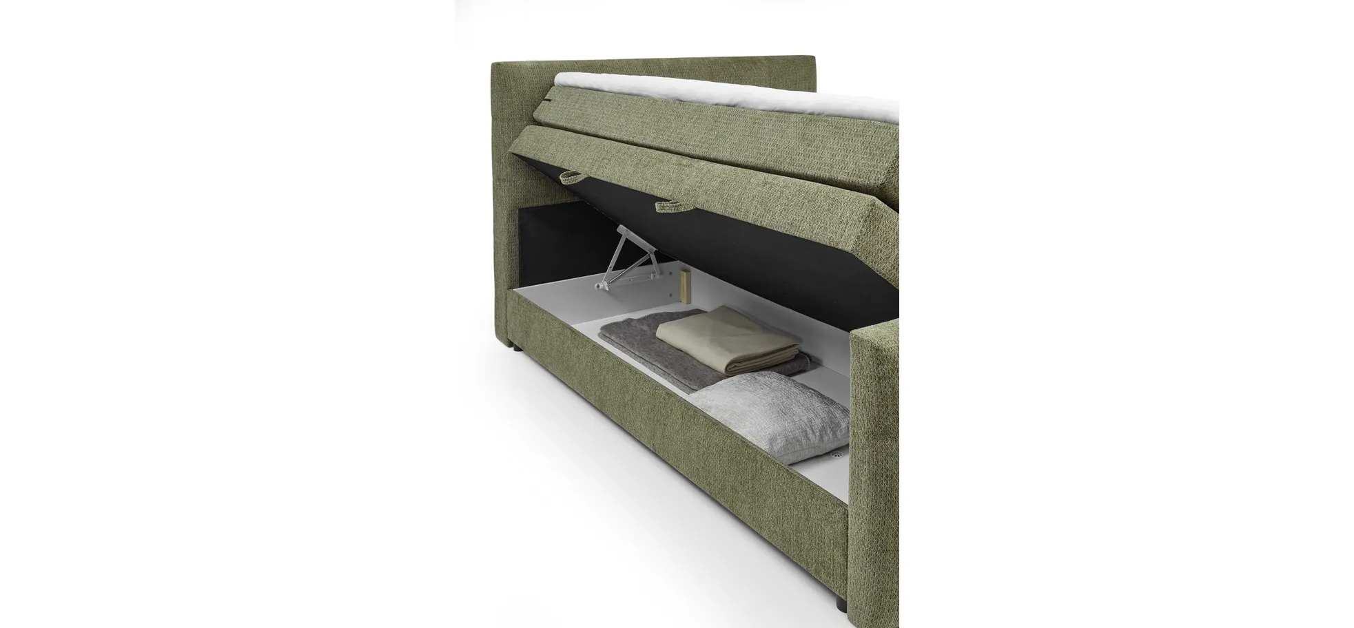 Boxspringbett, Stoff Grün - Sandrin I