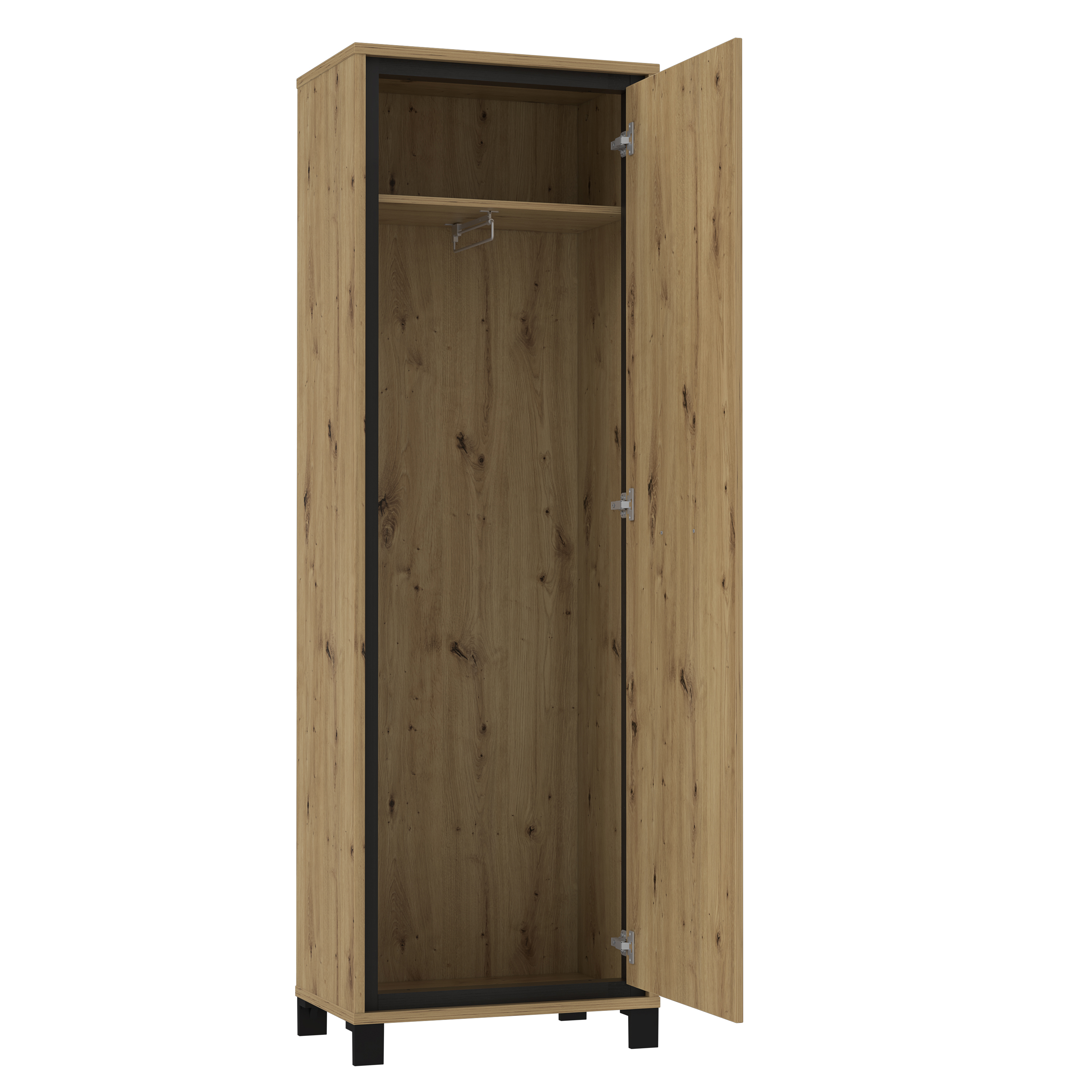 Garderobenschrank, Artisan Eiche, schwarz - MyTogo557