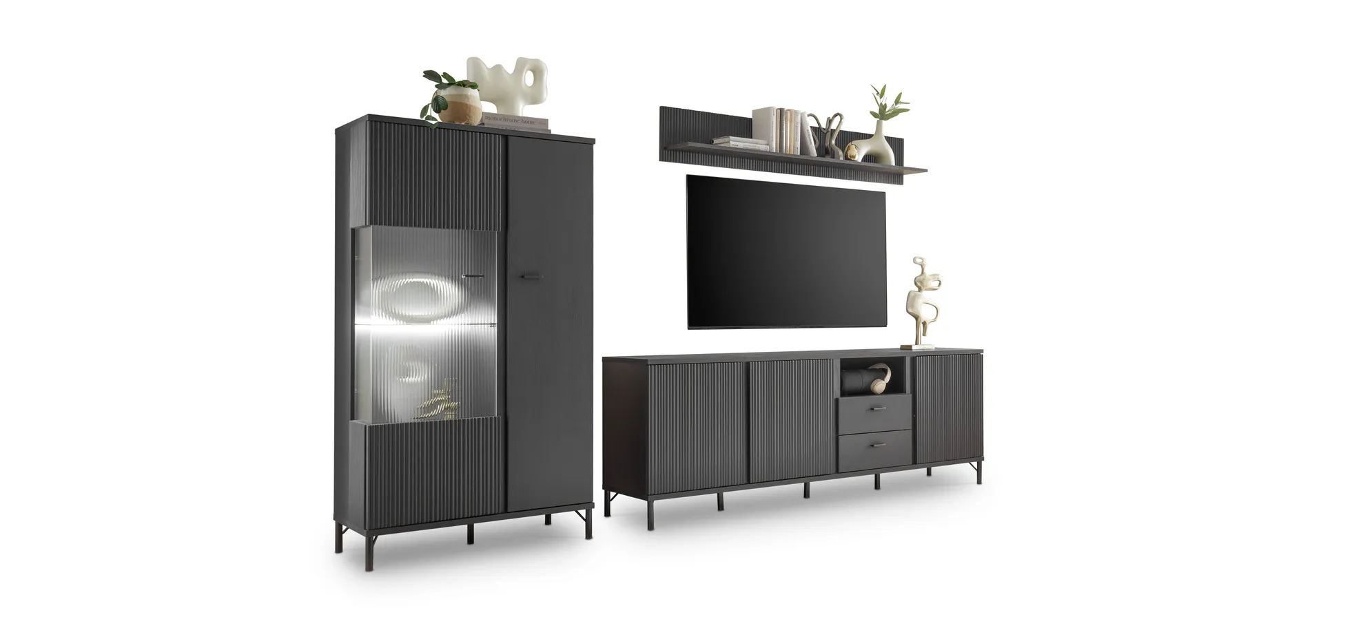Sideboard, schwarz graphit - Waiola
