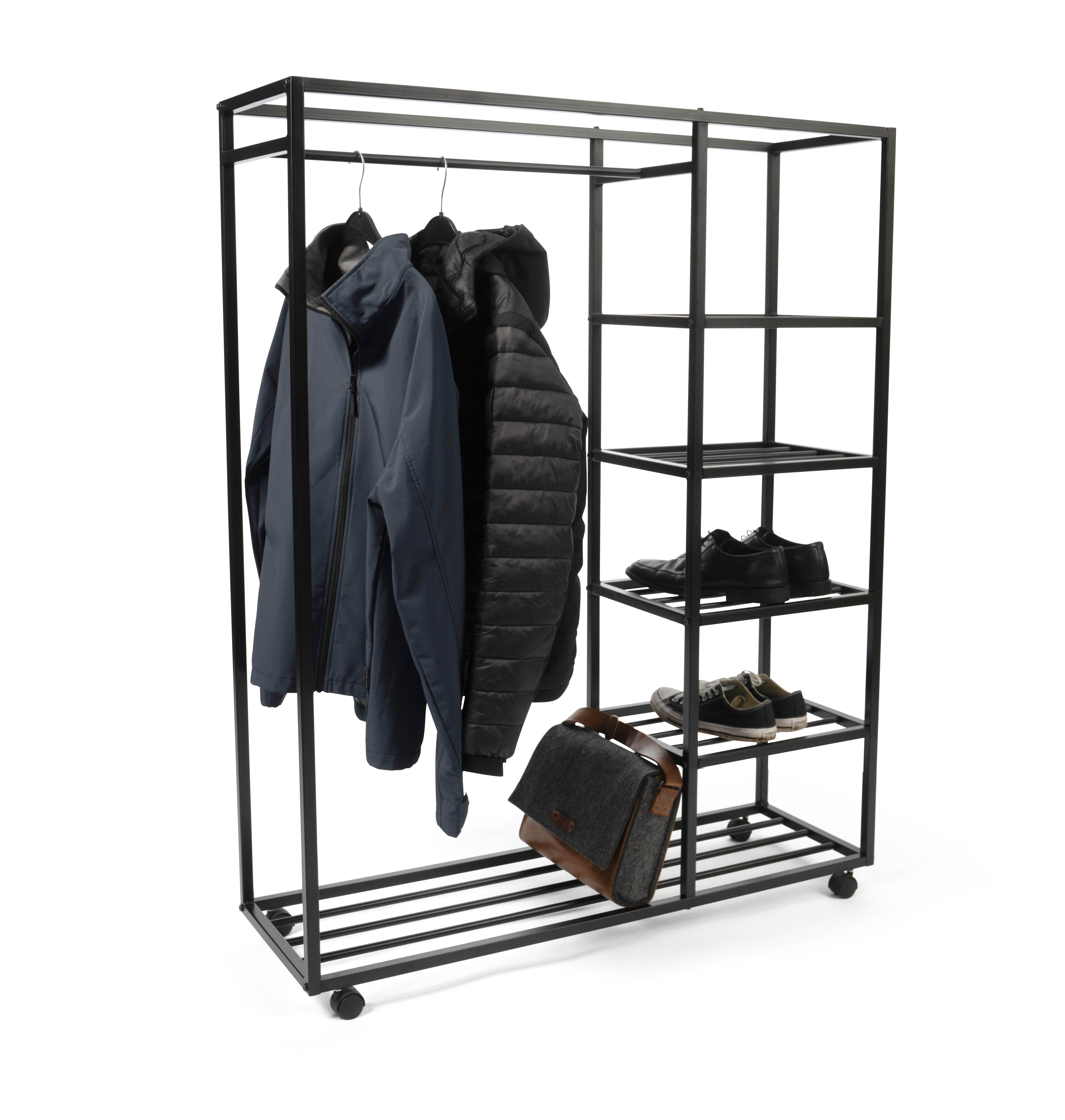 Kleiderständer, Metall schwarz, rollbar - Marlot