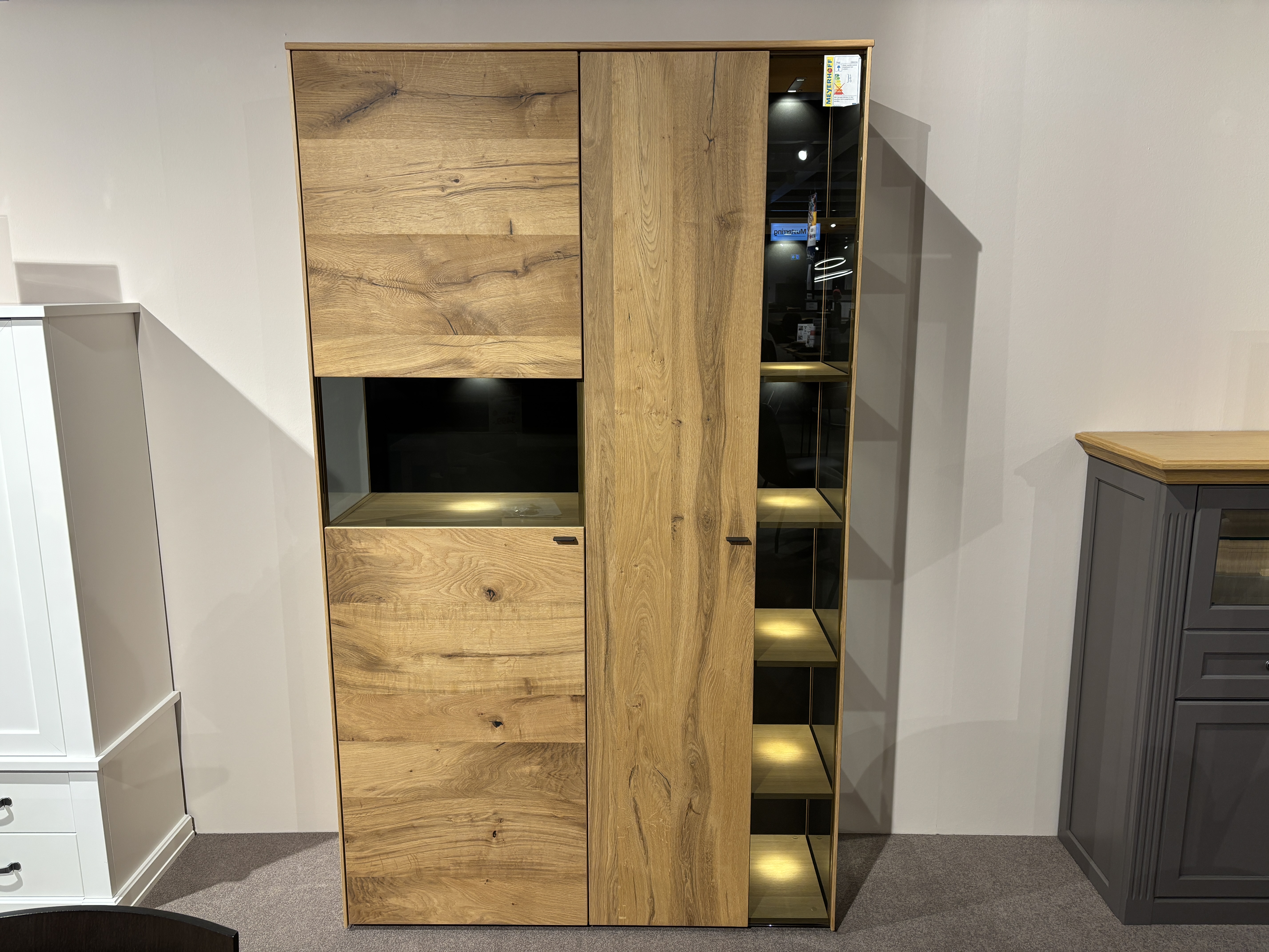 Vitrine, Eiche rustico furniert hell geölt - X3