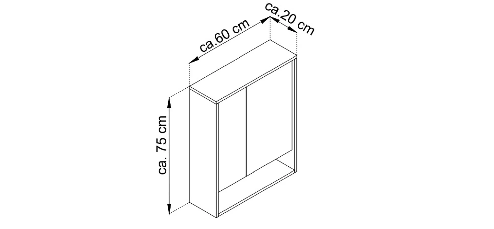 Spiegelschrank- B ca. 60 cm, Eiche Dekor, Spiegel