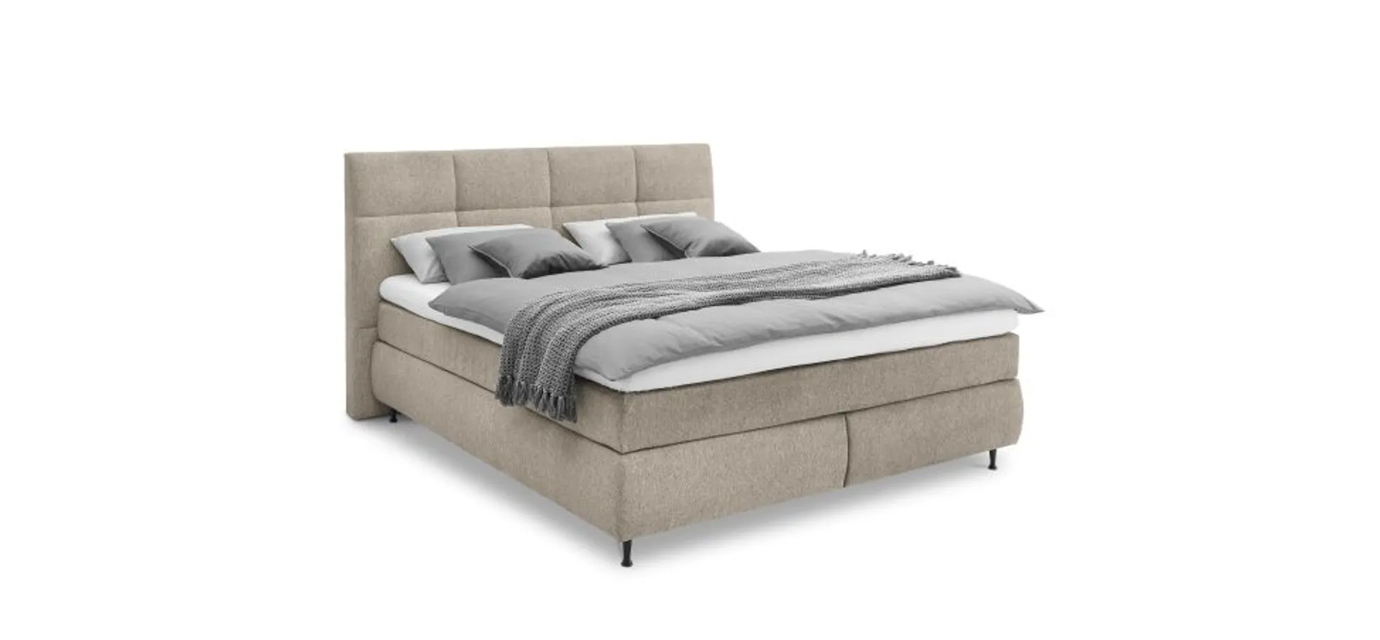  Boxspringbett ALICA- Liegefläche ca. 180x200 cm, Stoff, Beige