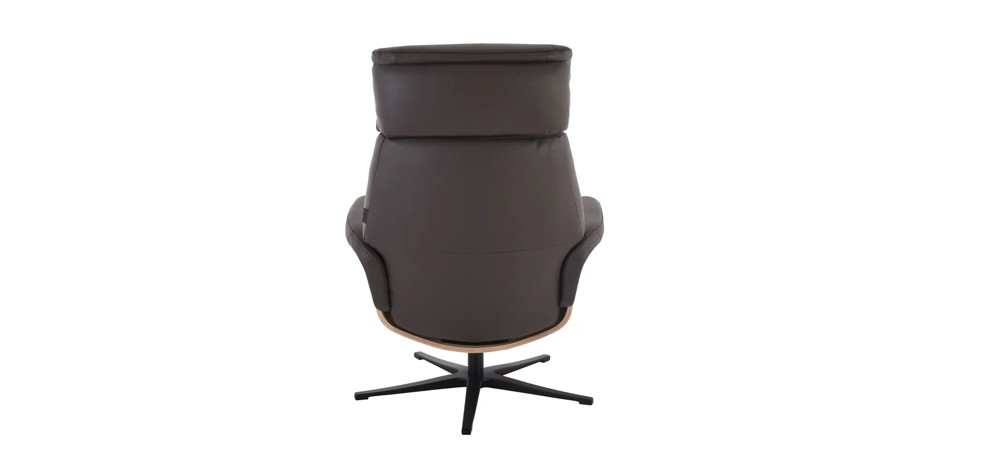Relaxsessel mit Hocker, Leder dunkelbraun - Moani