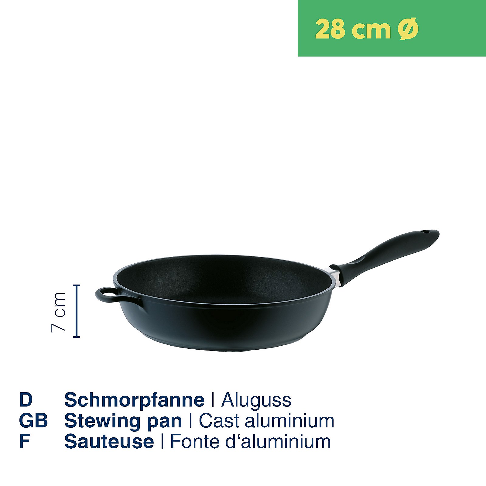 Schmorpfanne Kerros 28x7 cm - Aluguss schwarz