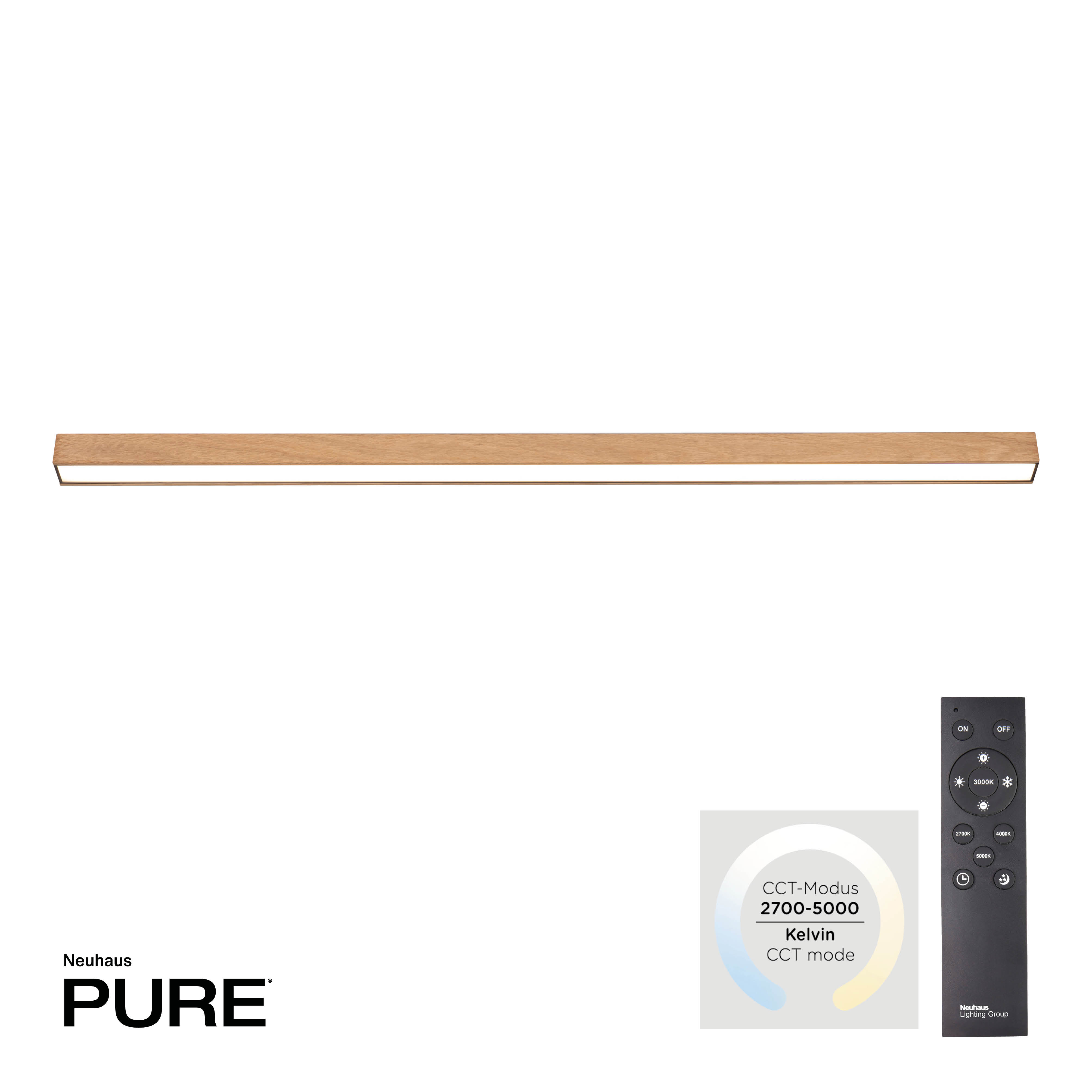 Deckenleuchte PURE Lines Str - Holz-natur, mit Fernbedienung