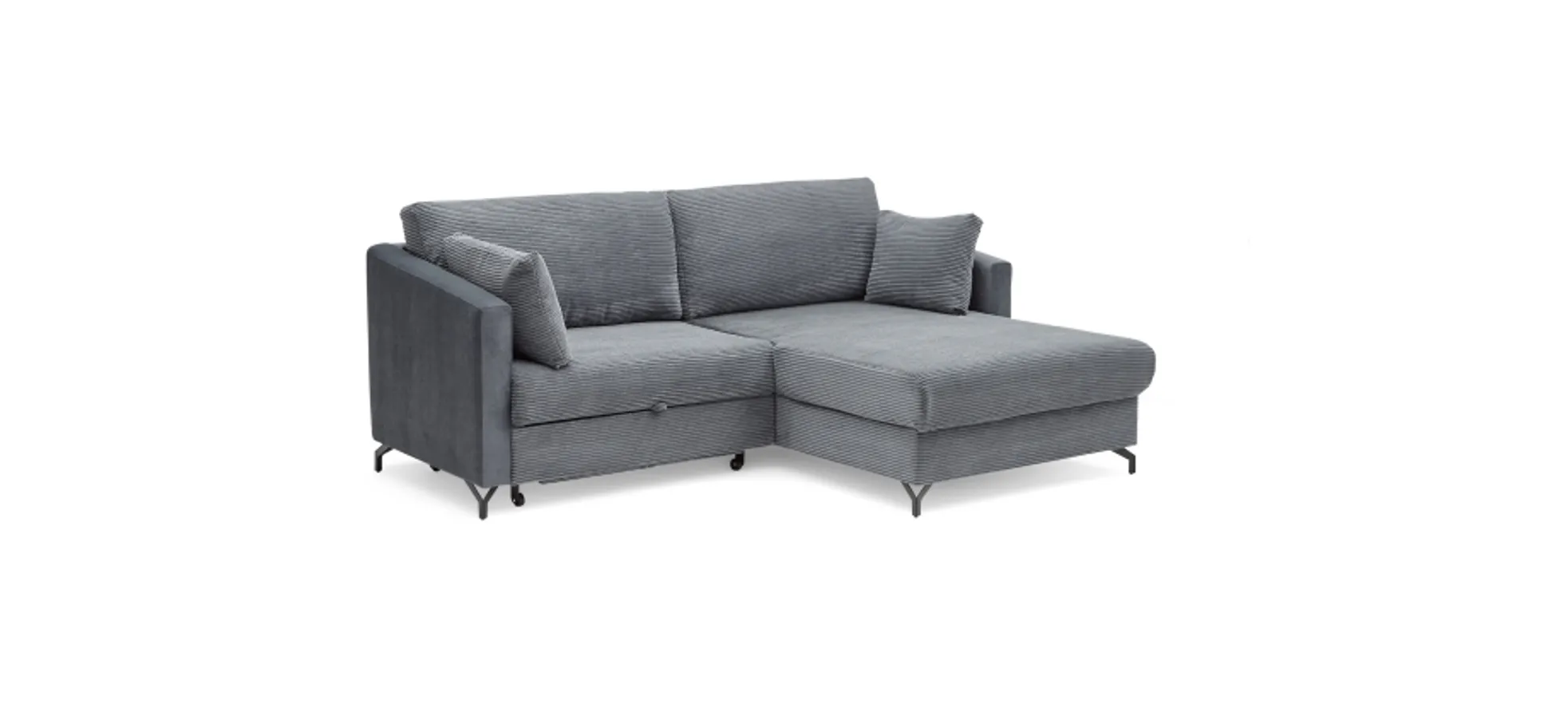 Ecksofa - 1,5-Sitzer, Ecke rechts inkl. Schlaffunktion und Bettkasten, Stoff, Anthrazit