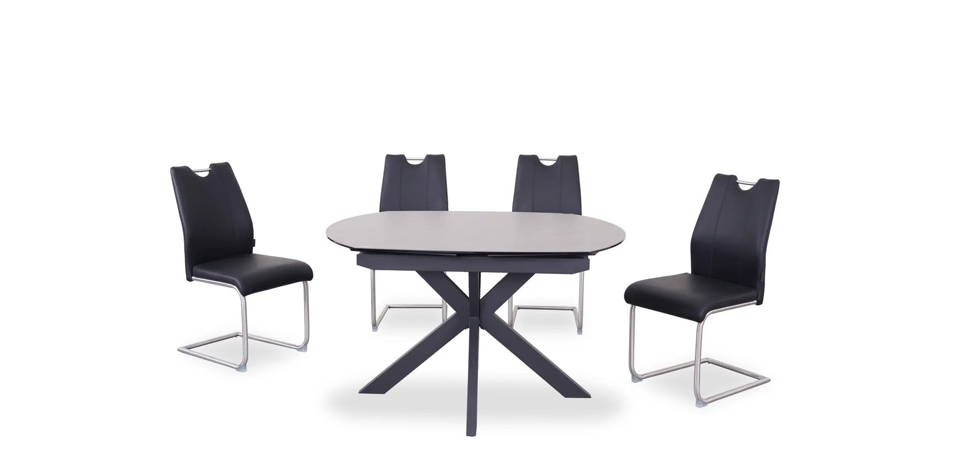 Esstisch, ausziehbar, Glaskeramik grau - Meggie