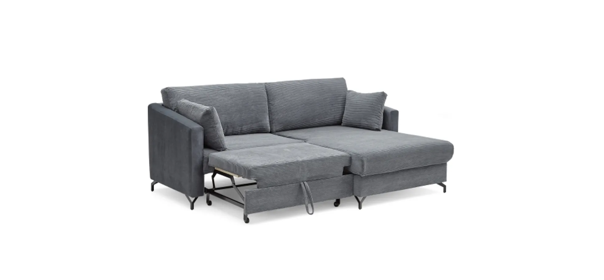 Ecksofa - 1,5-Sitzer, Ecke rechts inkl. Schlaffunktion und Bettkasten, Stoff, Anthrazit