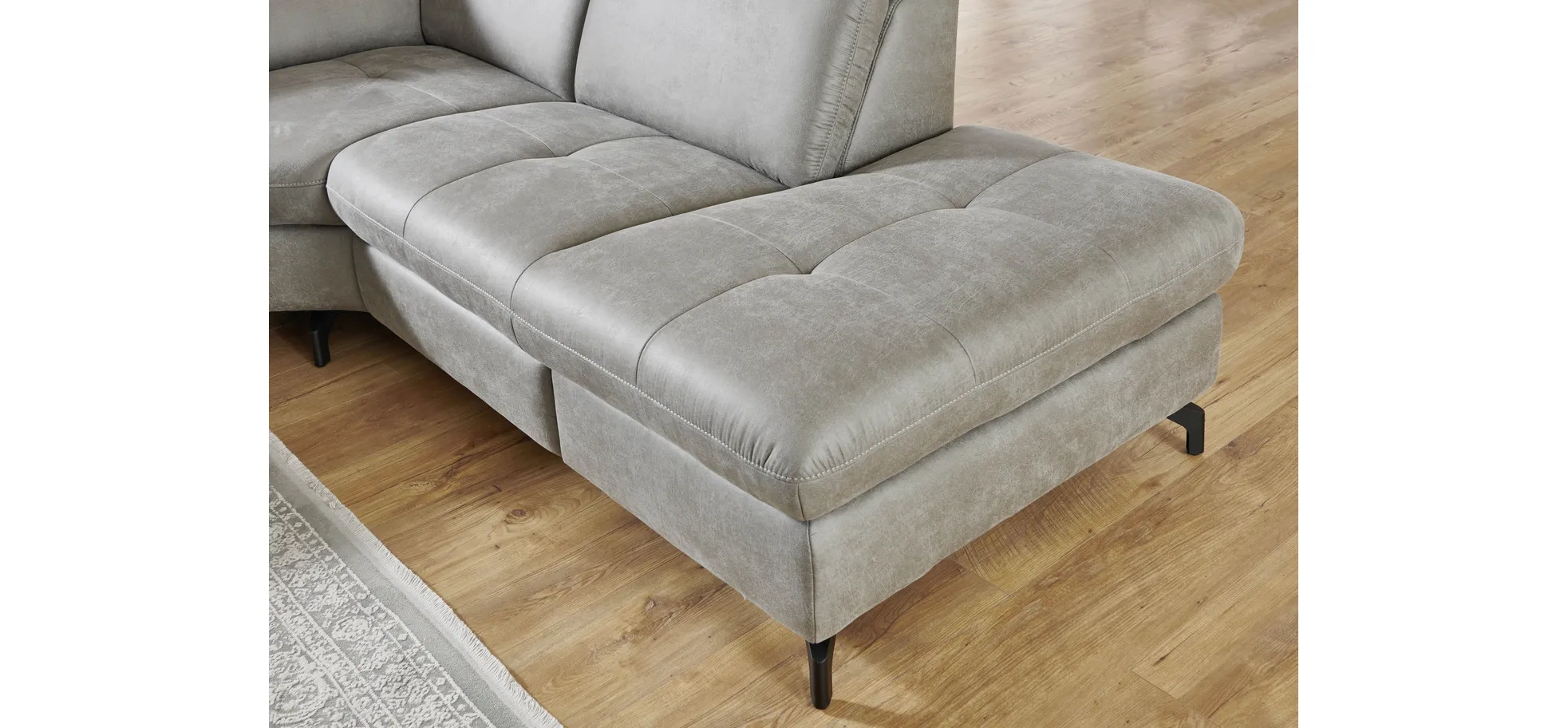  Ecksofa - 2-Sitzer mit Ecke rechts, Stoff, Grau