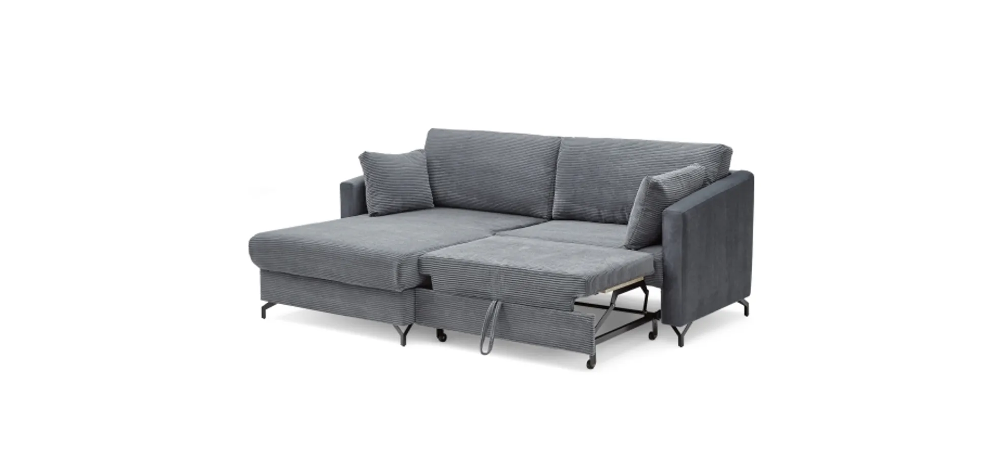 Ecksofa - 1,5-Sitzer, Ecke rechts inkl. Schlaffunktion und Bettkasten, Stoff, Anthrazit