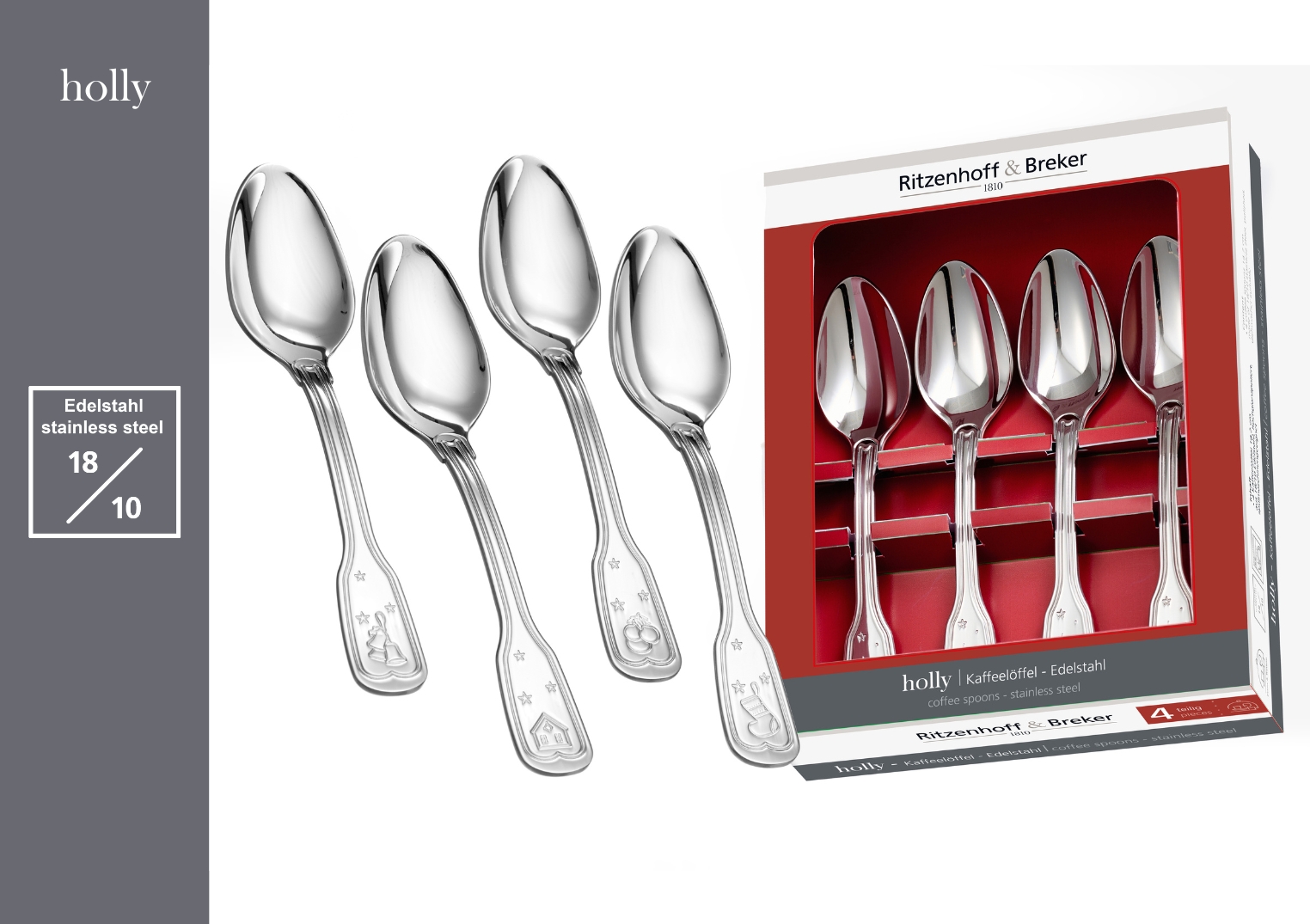 Kaffeelöffel Holly - 4-er set