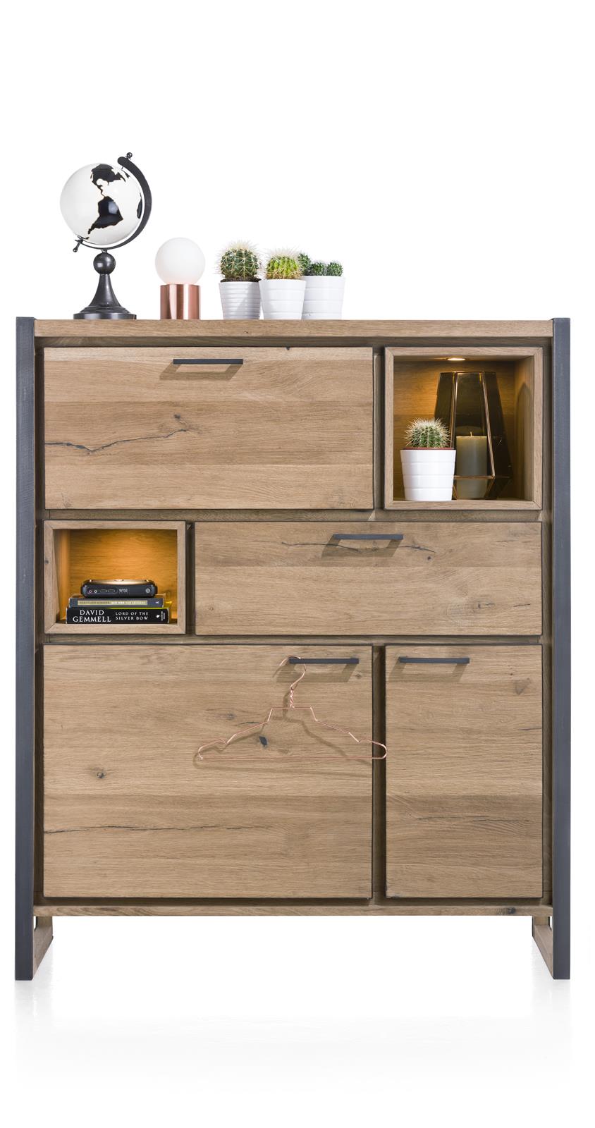 Highboard, Eiche teilmassiv  - METALO/METALOX