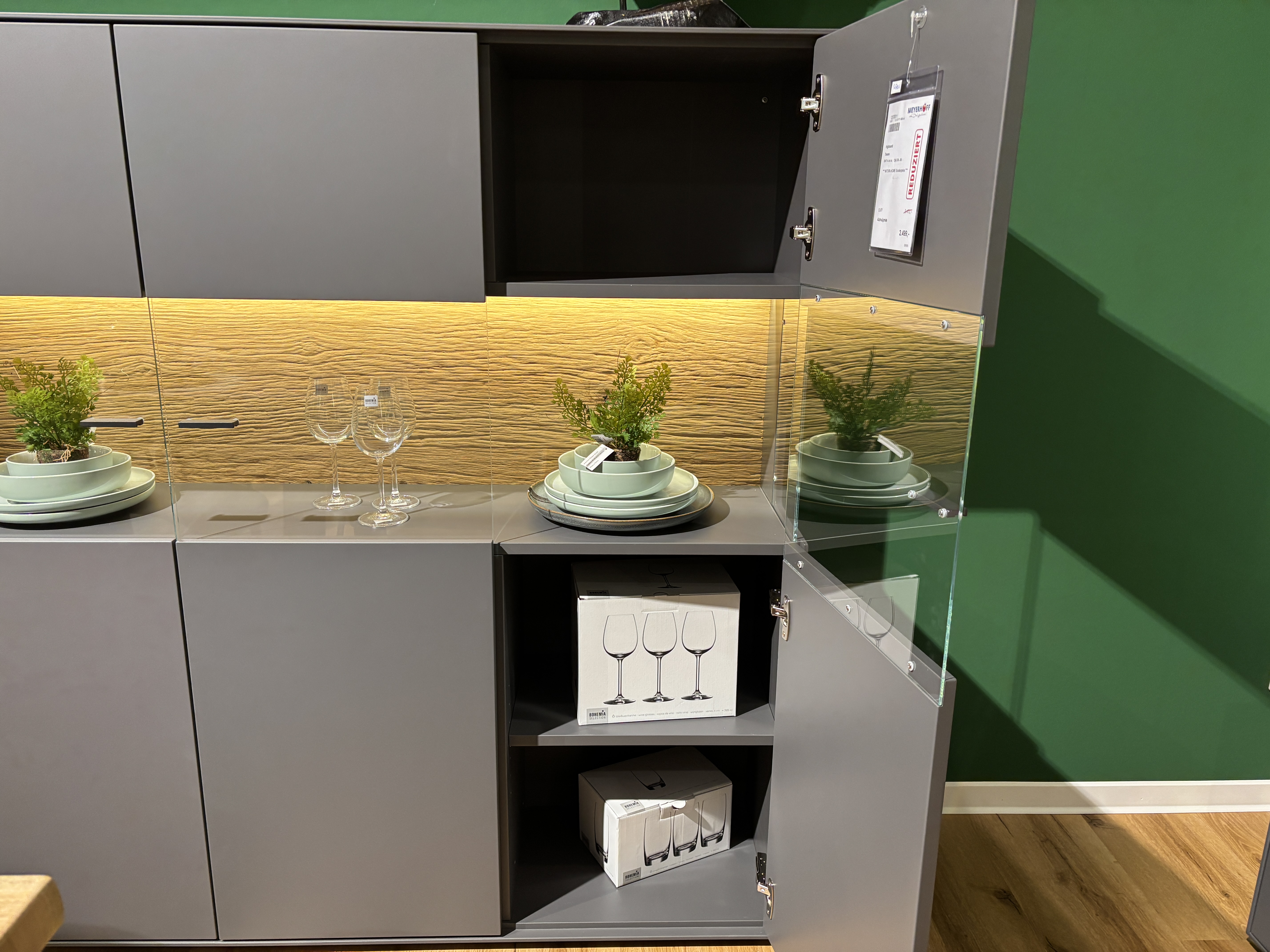 Highboard, Lack graphitgrau, 3-trg. - Tuscon