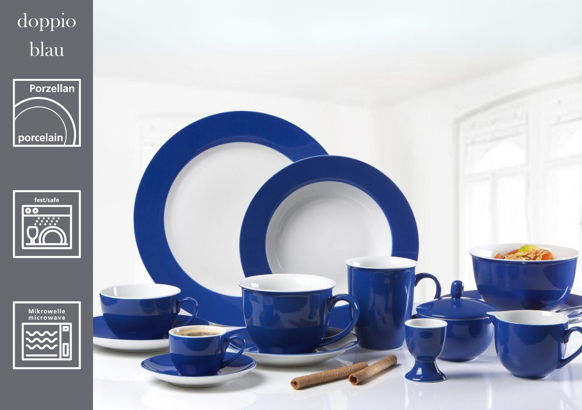 Untertasse Doppio Indigo 16 cm - Porzellan, sü