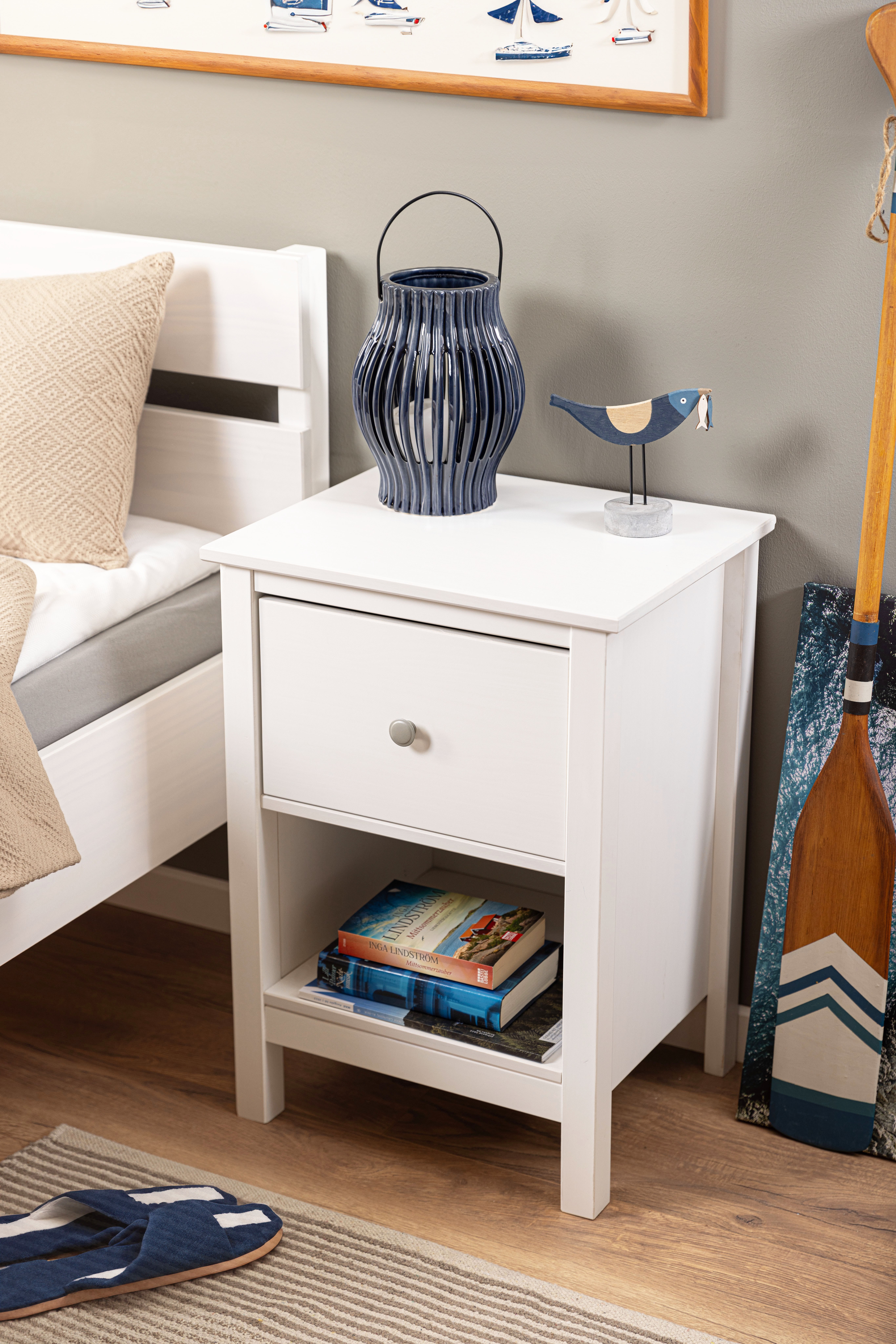 Nachtkommode, Massivholz weiß lackiert - MyStyle 3076