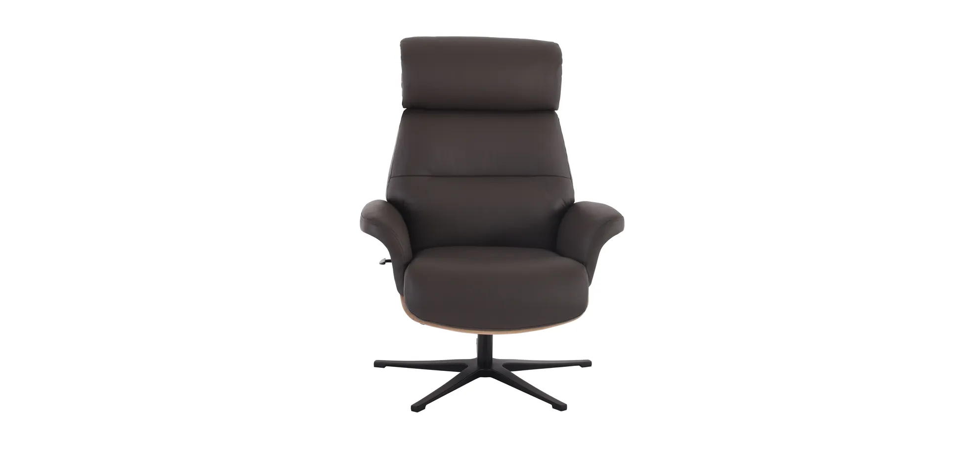 Relaxsessel mit Hocker, Leder dunkelbraun - Moani