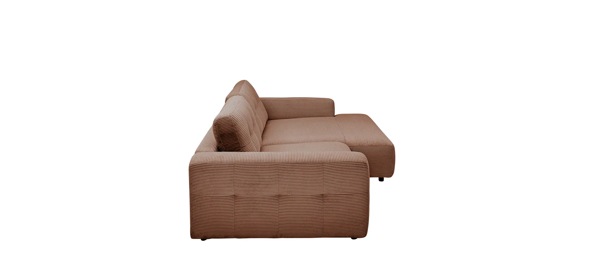 Ecksofa - 1,5-Sitzer mit Longchair rechts, Cord, Hellbraun