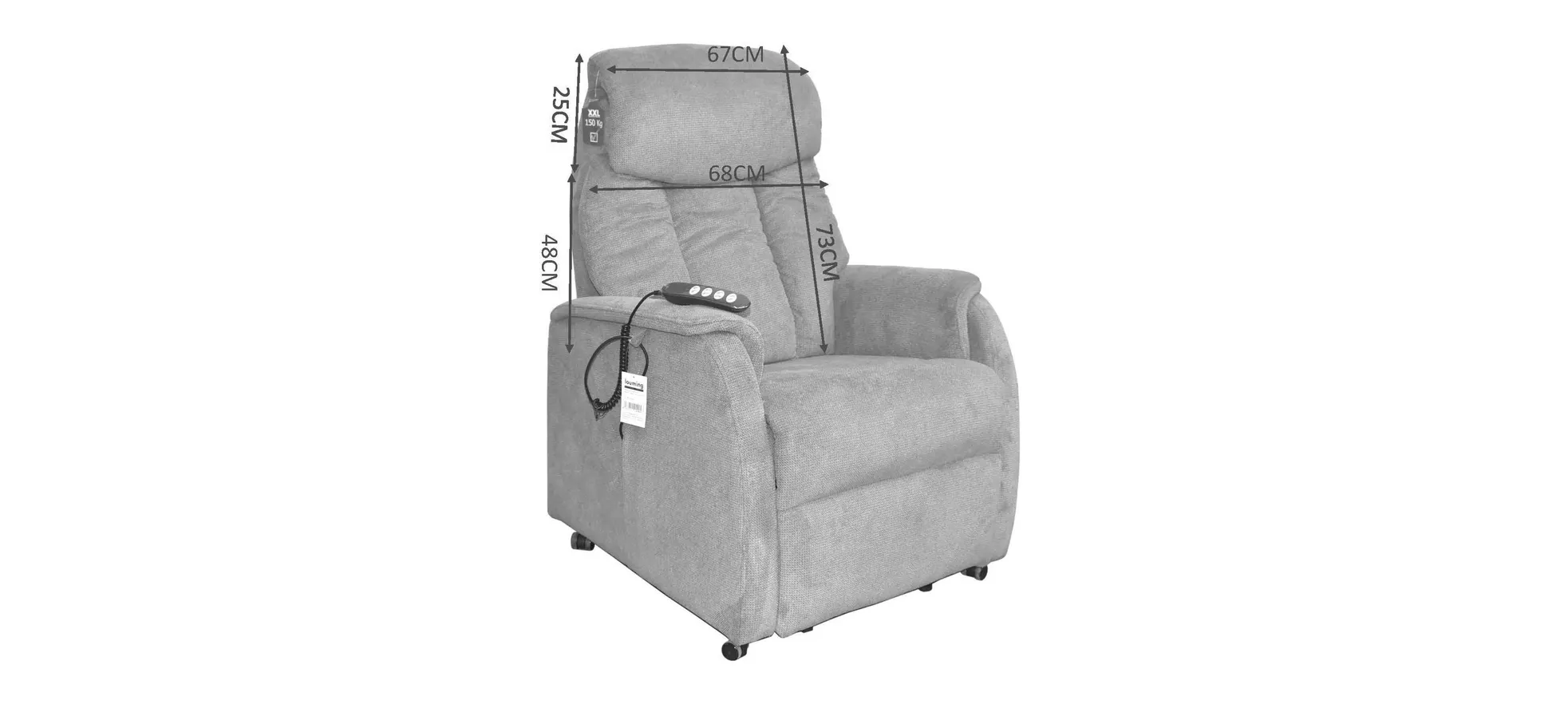 Fernsehsessel, Stoff grau, 3-motorisch - Marin