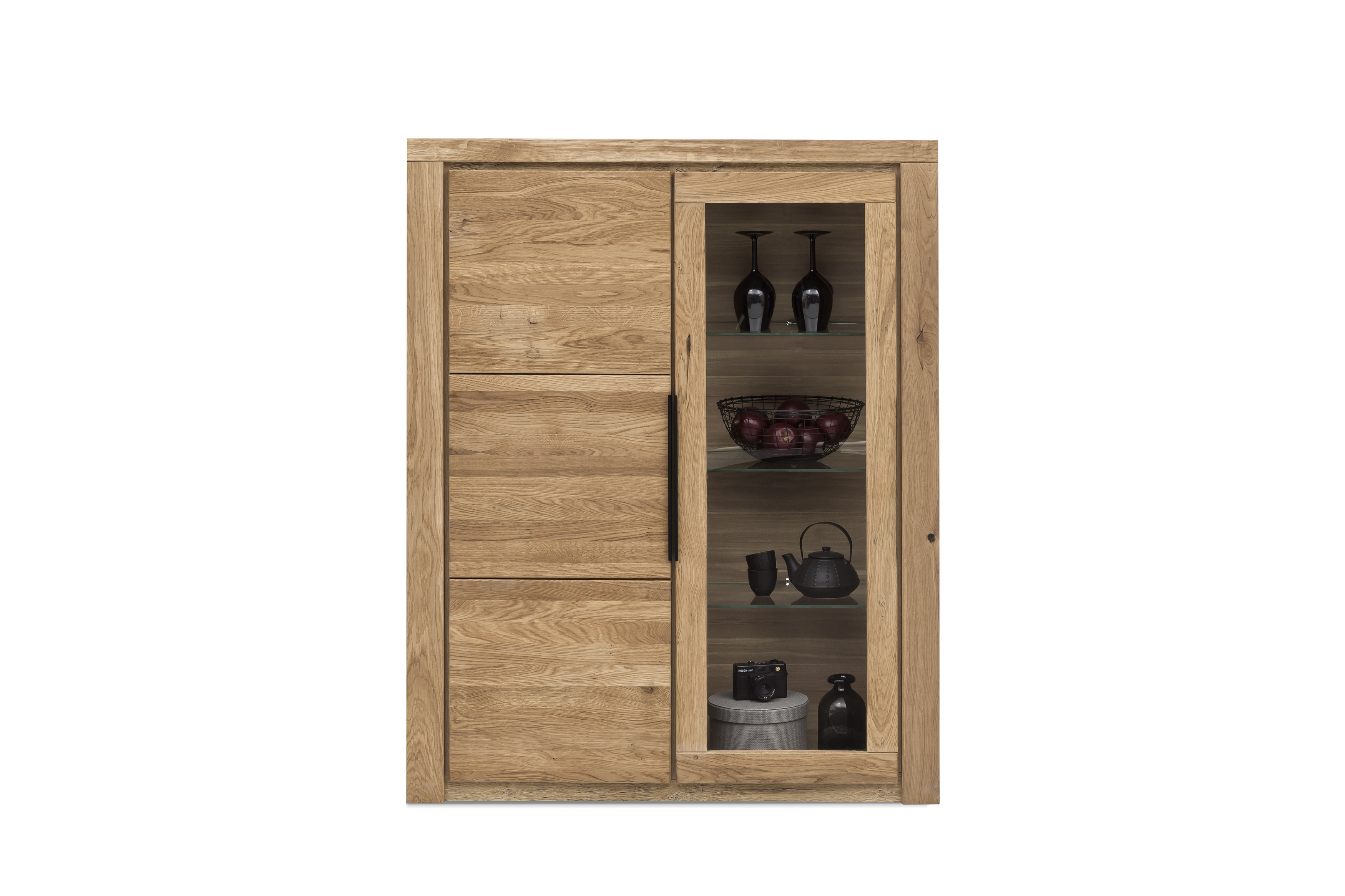 Vitrine, Eiche, 1 Holztür,1 Glastür - Eltia
