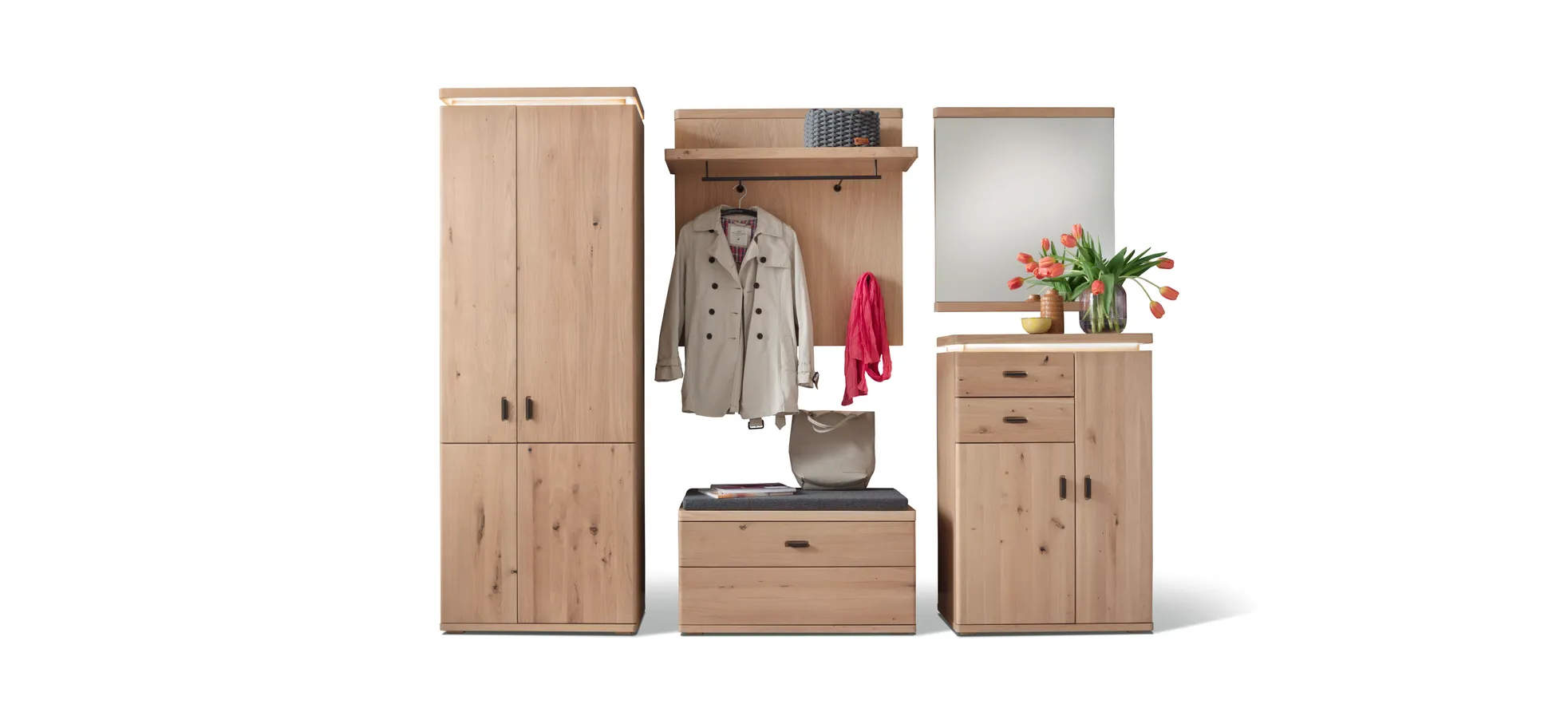 Garderobe - Balkeneiche teilmassiv