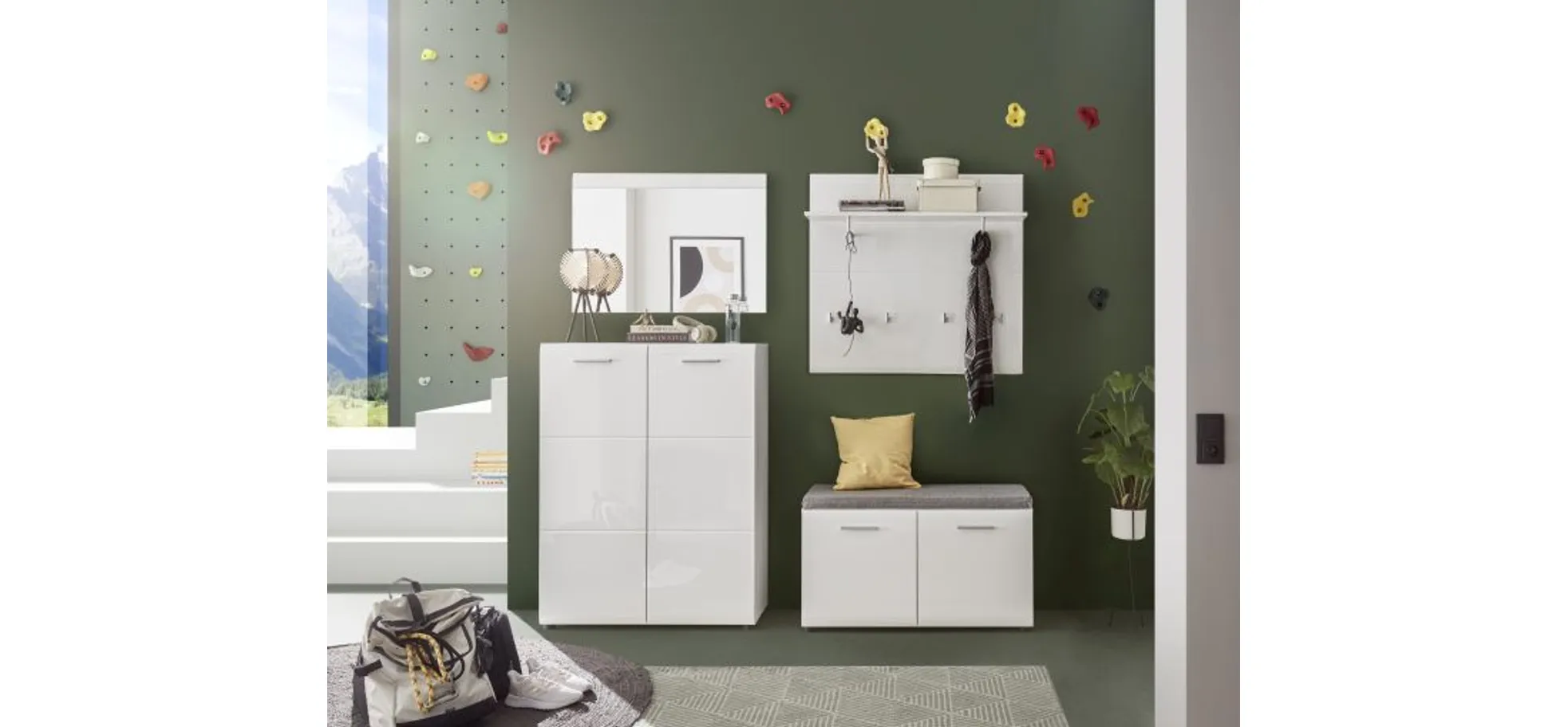 Schuhbank, MDF weiß hochglanz - Werena