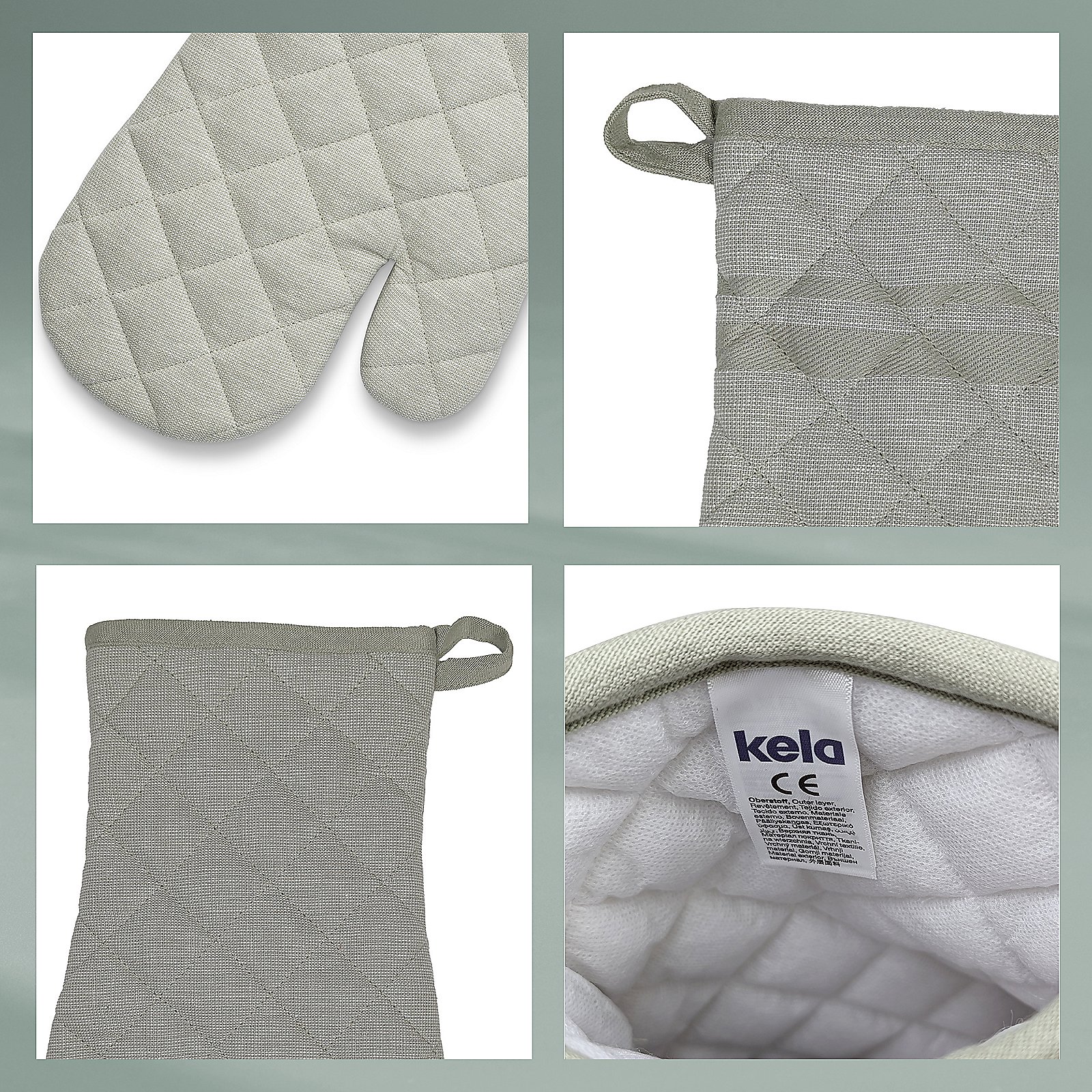 Topfhandschuh Tia 18x31 cm - 100%Baumwolle rauchgrün