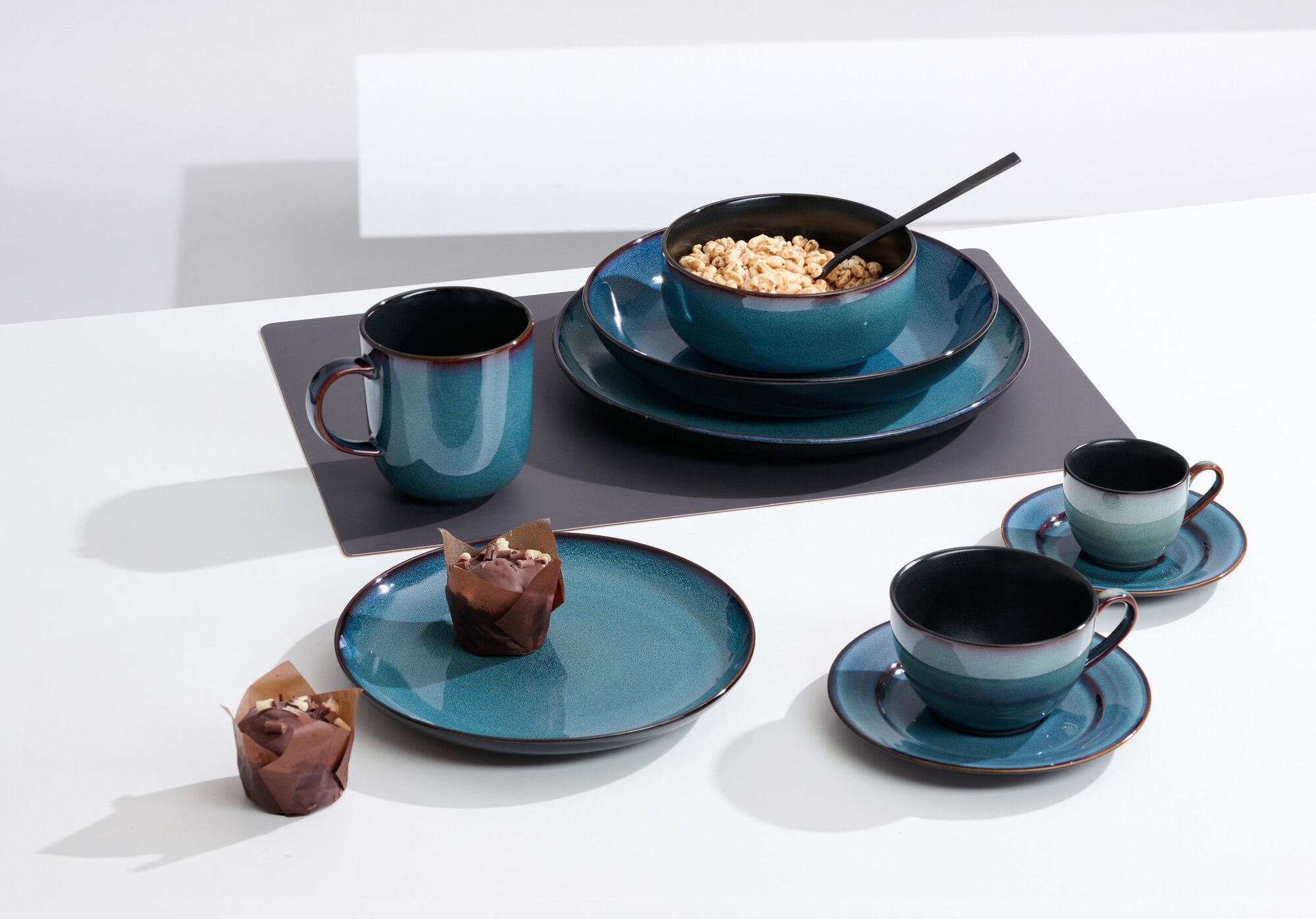 Frühstücksteller Bali - steinzeug, blau, 20,5cm