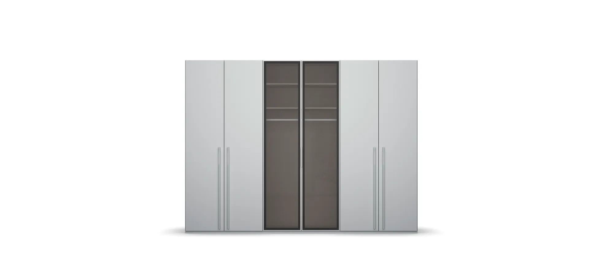 Drehtürenschrank - mit Glasrahmentüren, B. ca. 301 cm, Seidengrau