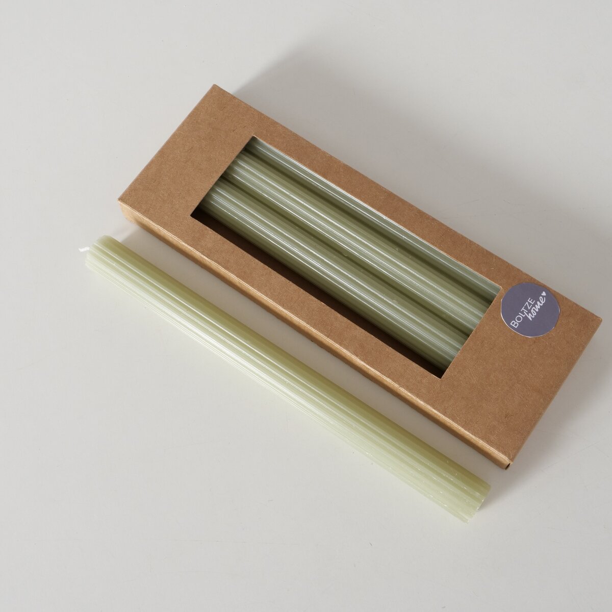 Stabkerze Classic, 4 tlg. - H 25,00 cm, D 2,30 cm, Paraffin, Grün