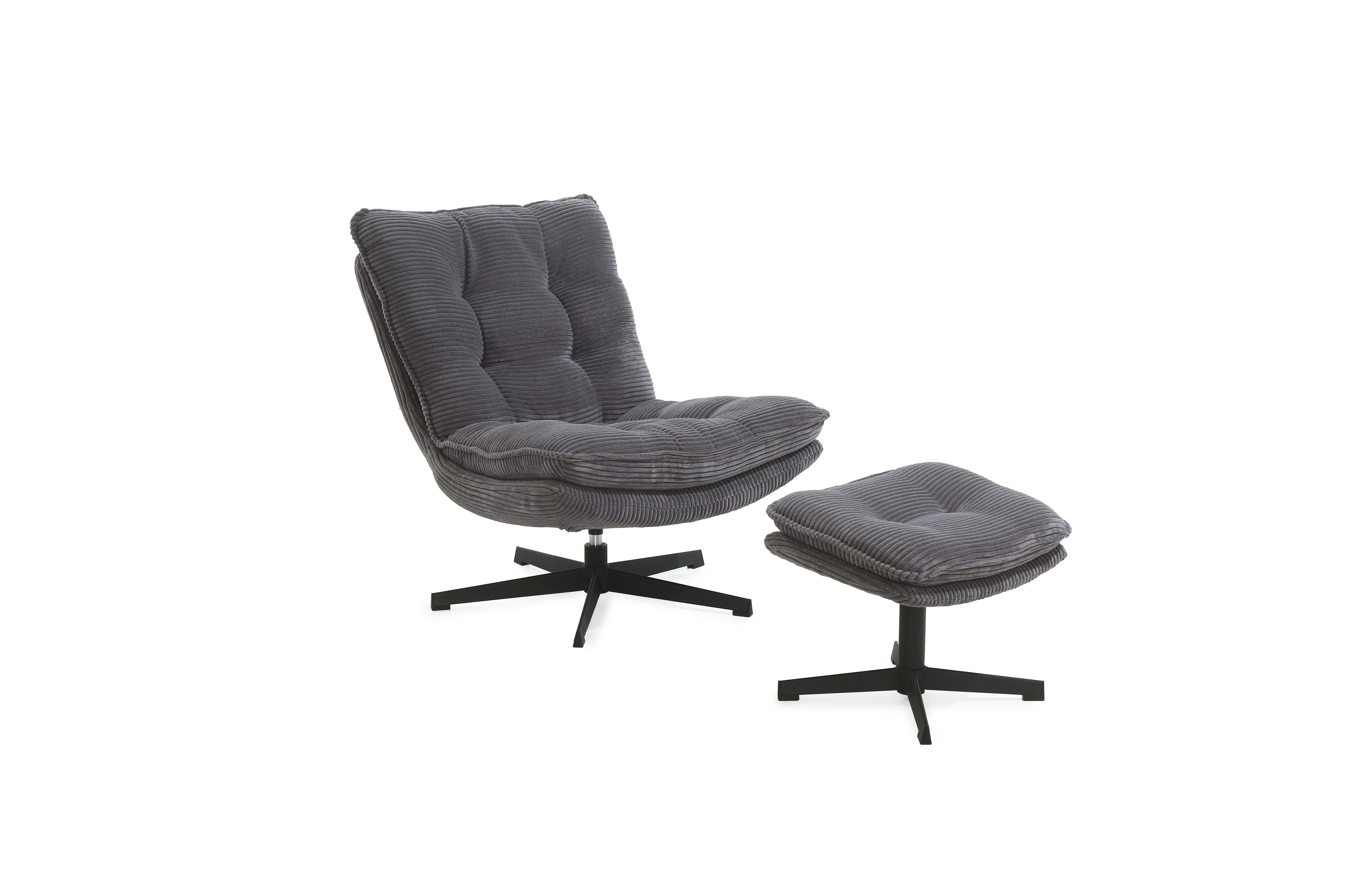 Relaxsessel mit Hocker, drehbar, Sternfuß - MyStyle 2153