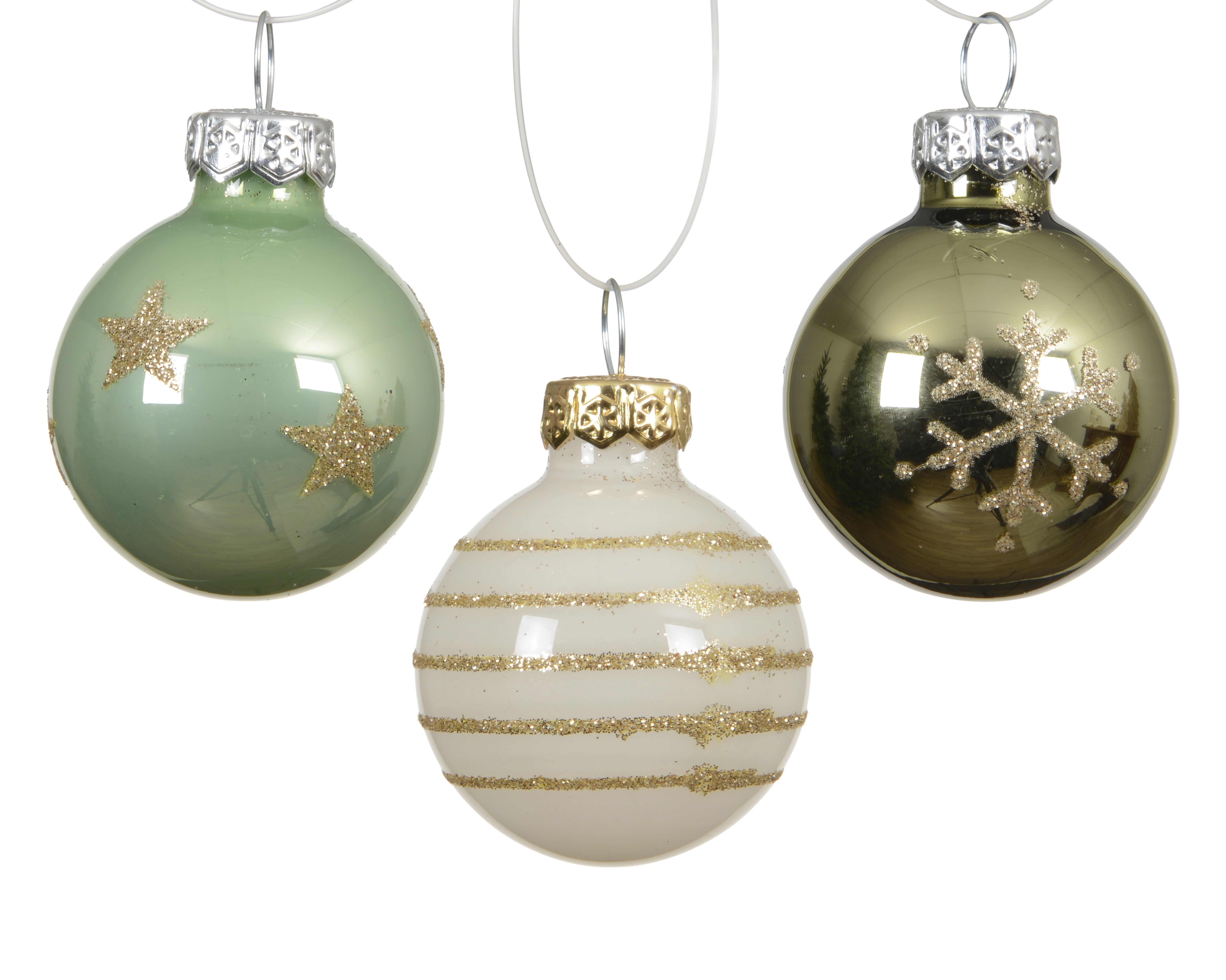 Kugelset 9-er - grün m/andere Farbe(n), Glas, Ø3cm