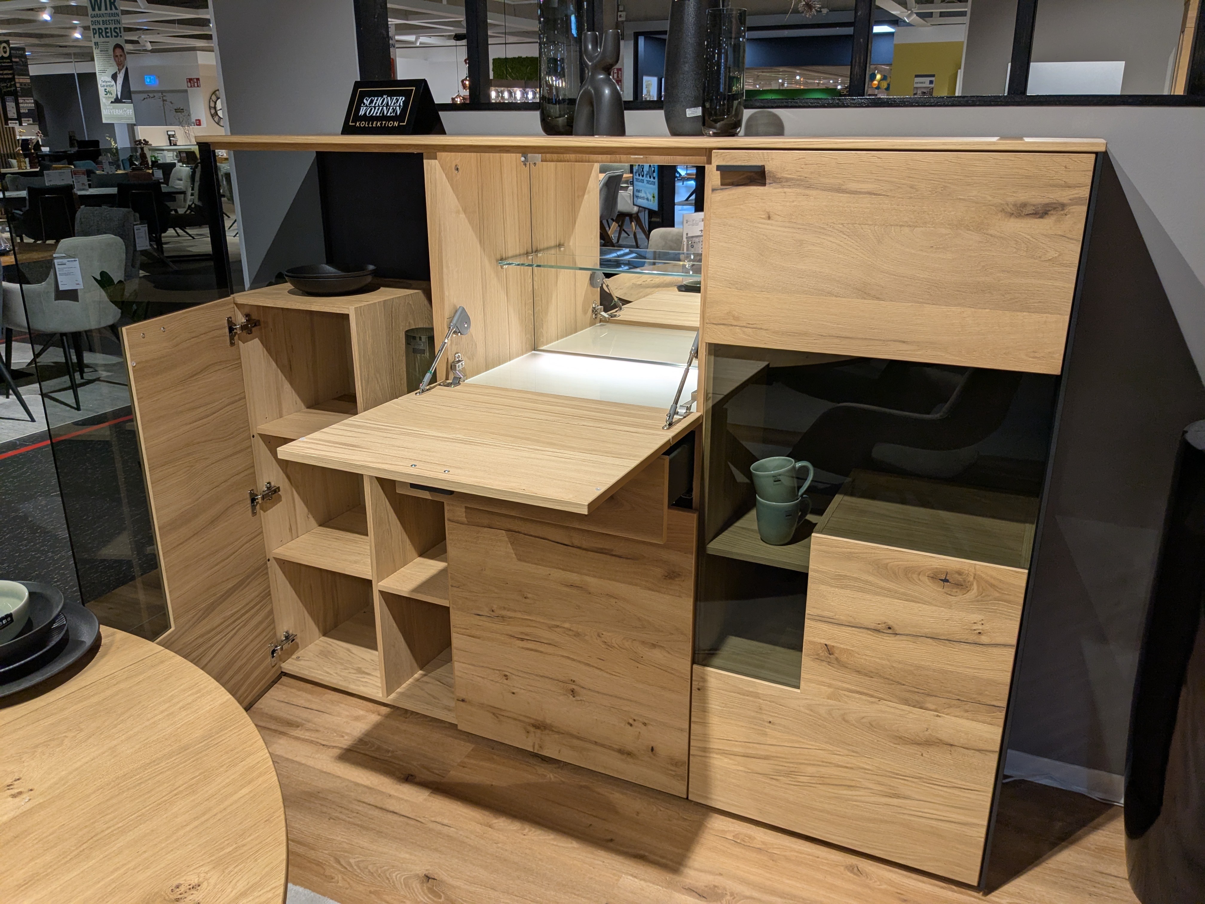 Highboard, Eiche rustico hell geölt - SW Andra