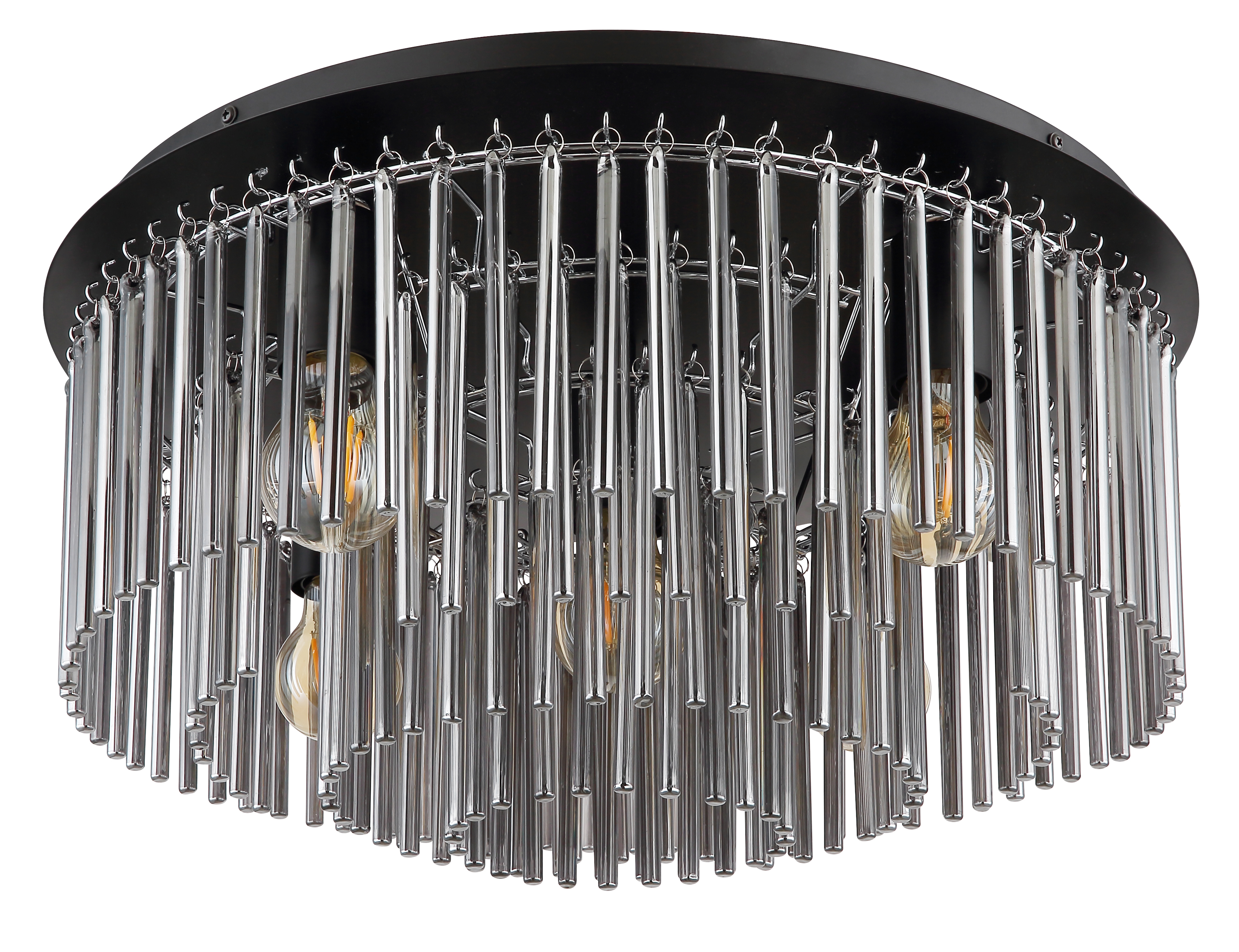 Deckenleuchte GORLEY - 5xE27, Metall schwarz matt, Ø50x25cm