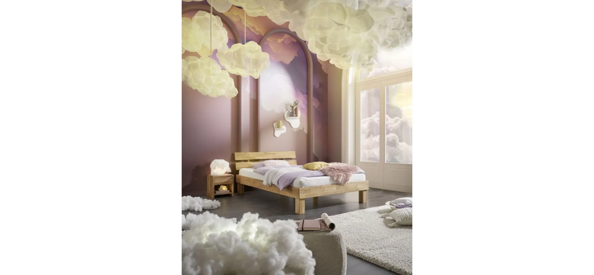 Bettgestell, Wildeiche massiv geölt - Erasmo