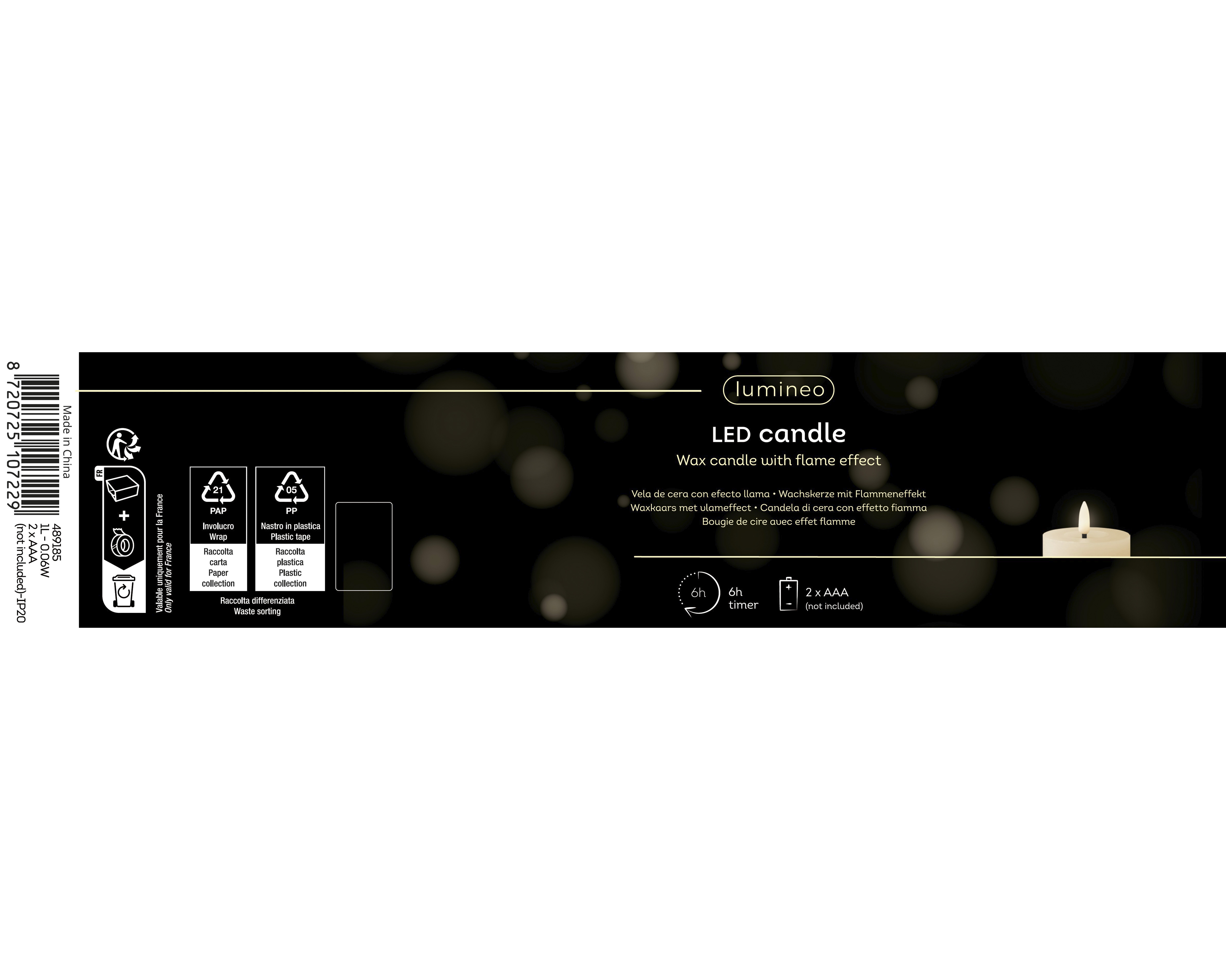 LED Kerze Wachs - weiss/warmes weiss, Wachs, Ø7-H11.20cm-1L