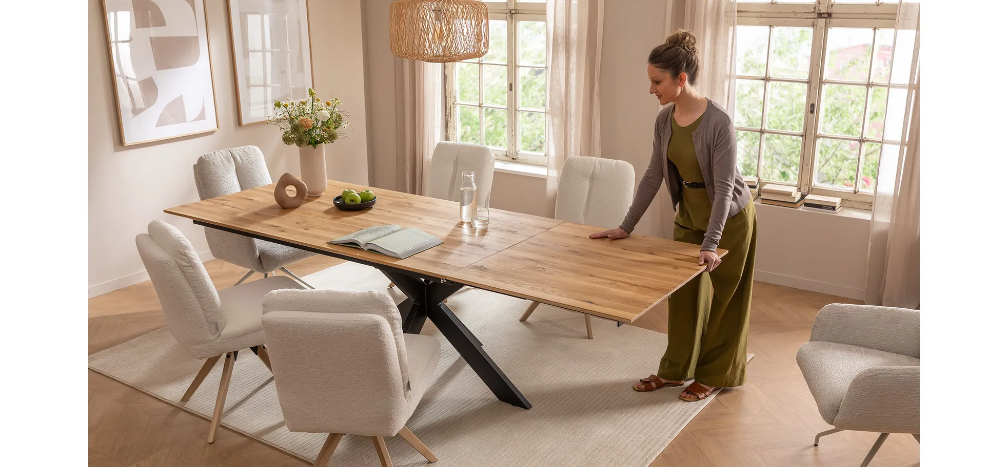 Esstisch, ausziehbar, Wildeiche geölt - Liora